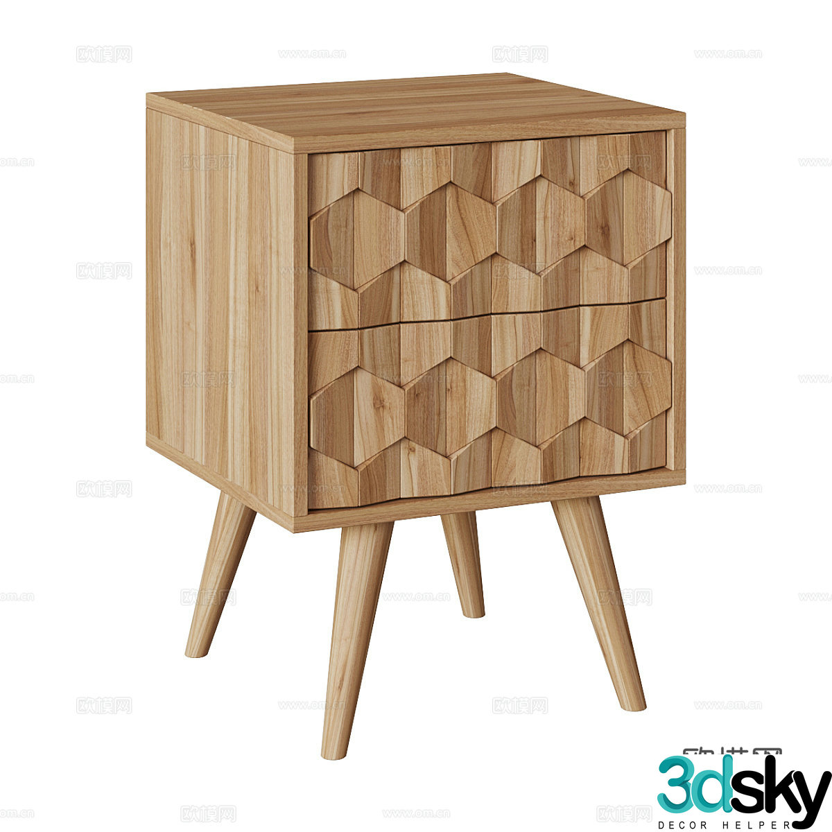 Modern Nordic log bedside table 3d model