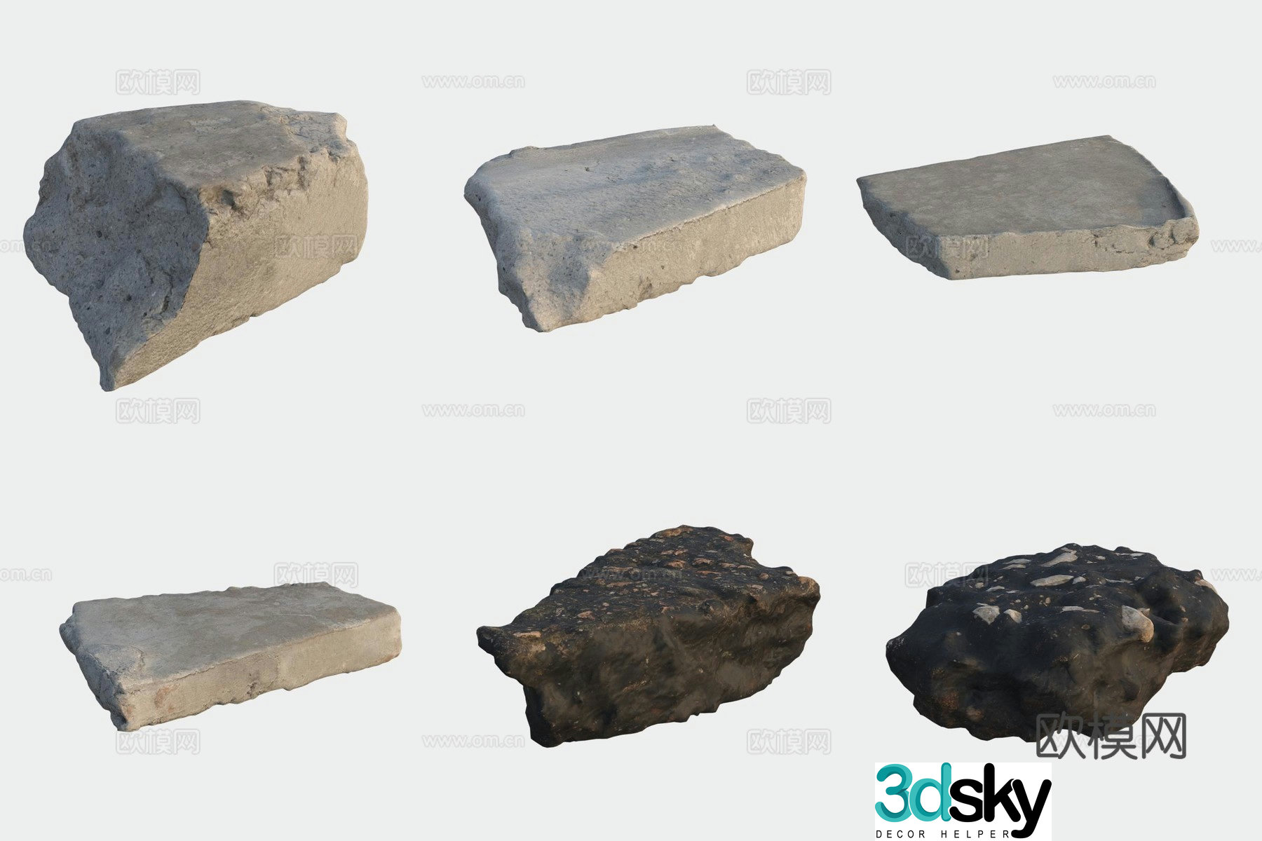 Brick cement stone floor tiles building materials waste 3D model