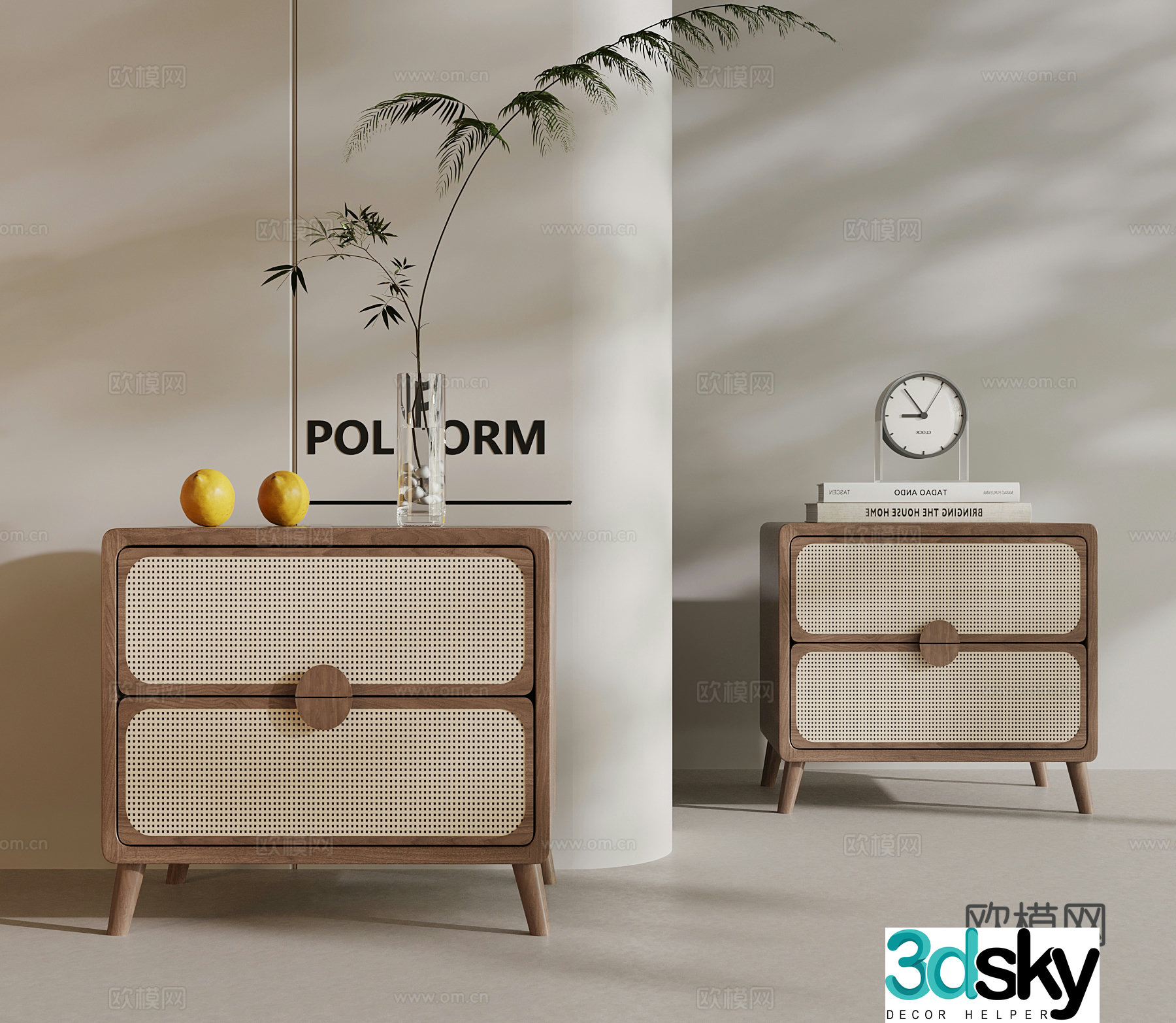 Bedside table New Chinese style bedside table Decorative ornaments 3D model