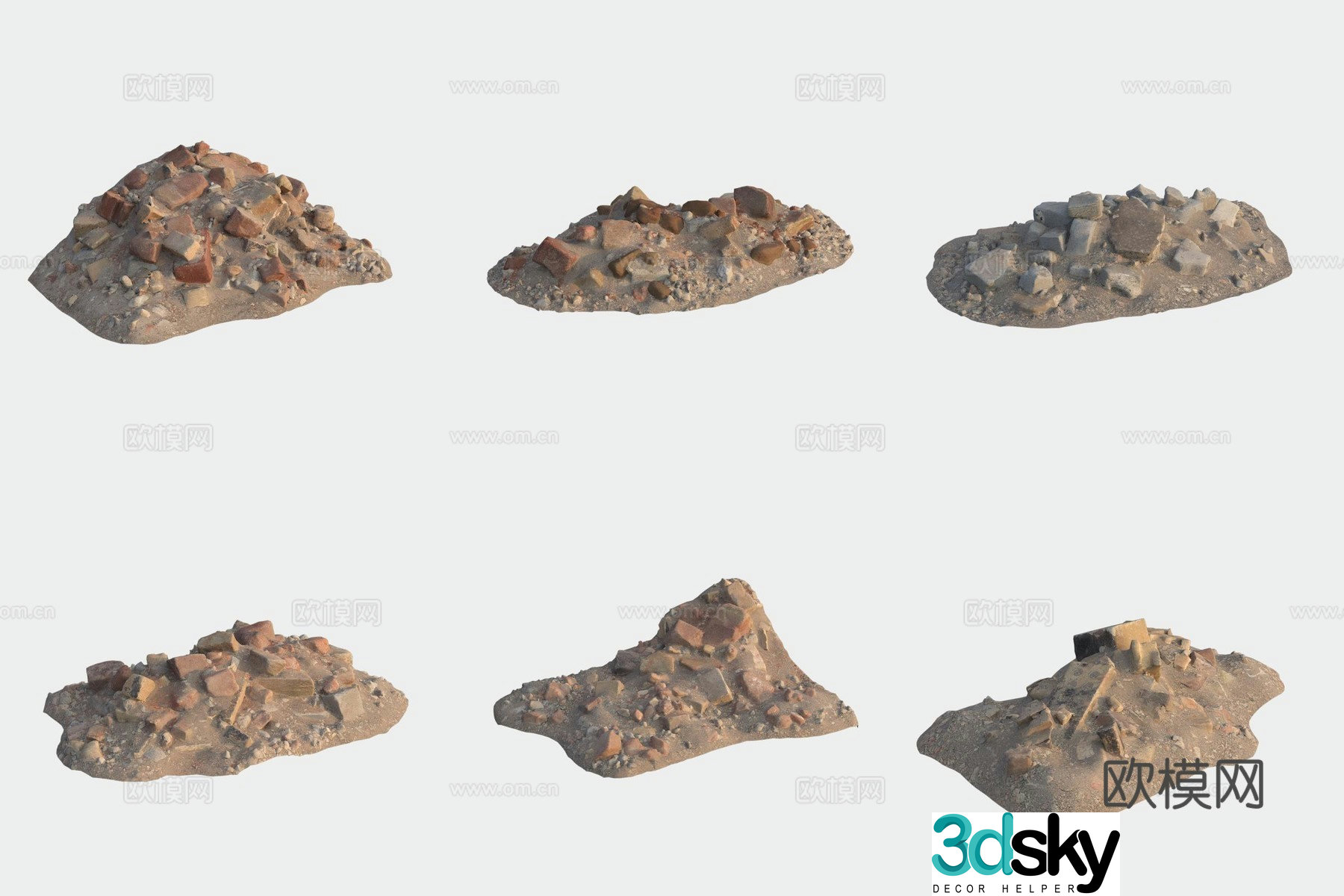 Building materials waste pile stone 3d model