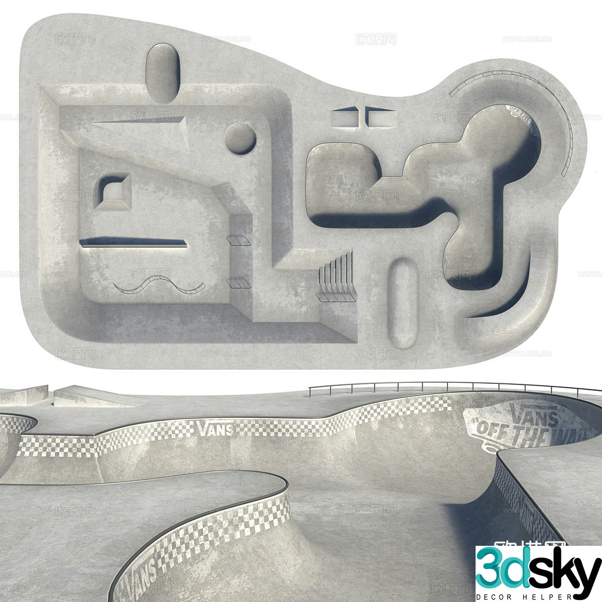 Modern Park Skateboard Outdoor Park Skateboard 3d Model