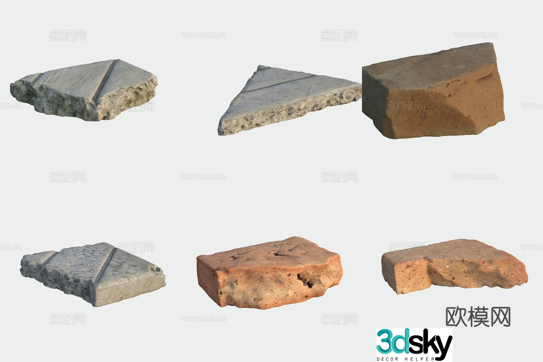 Brick stone floor tiles building materials waste 3d model