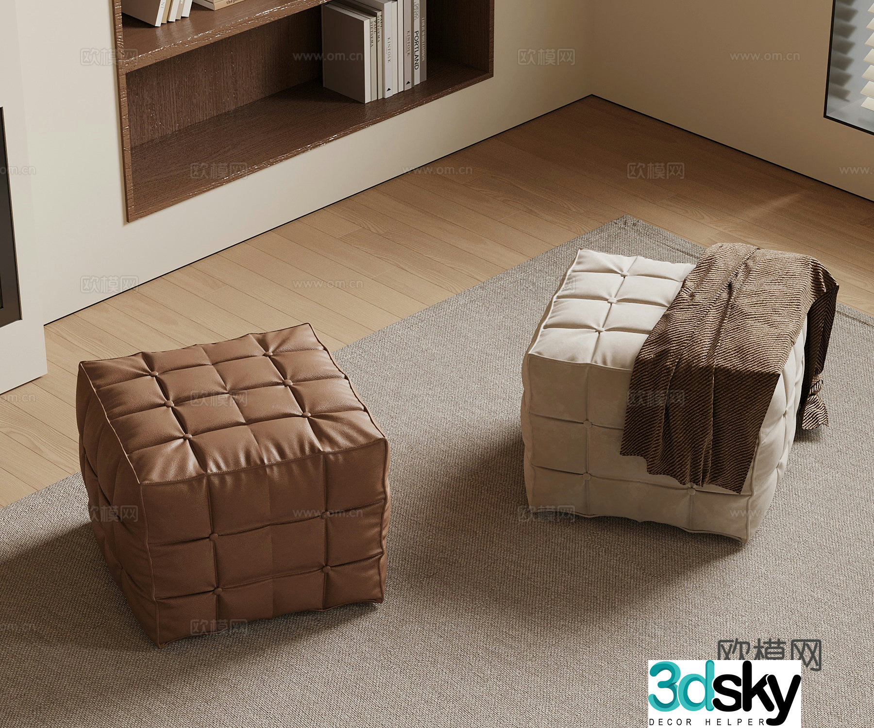 Sofa stool modern French sofa stool low stool 3d model