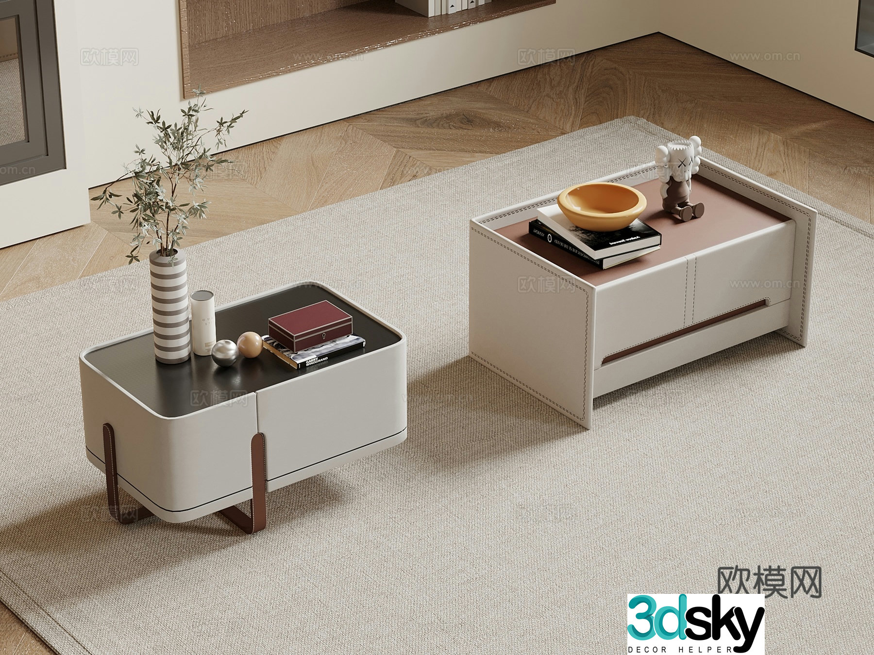 Modern light luxury bedside table 3d model
