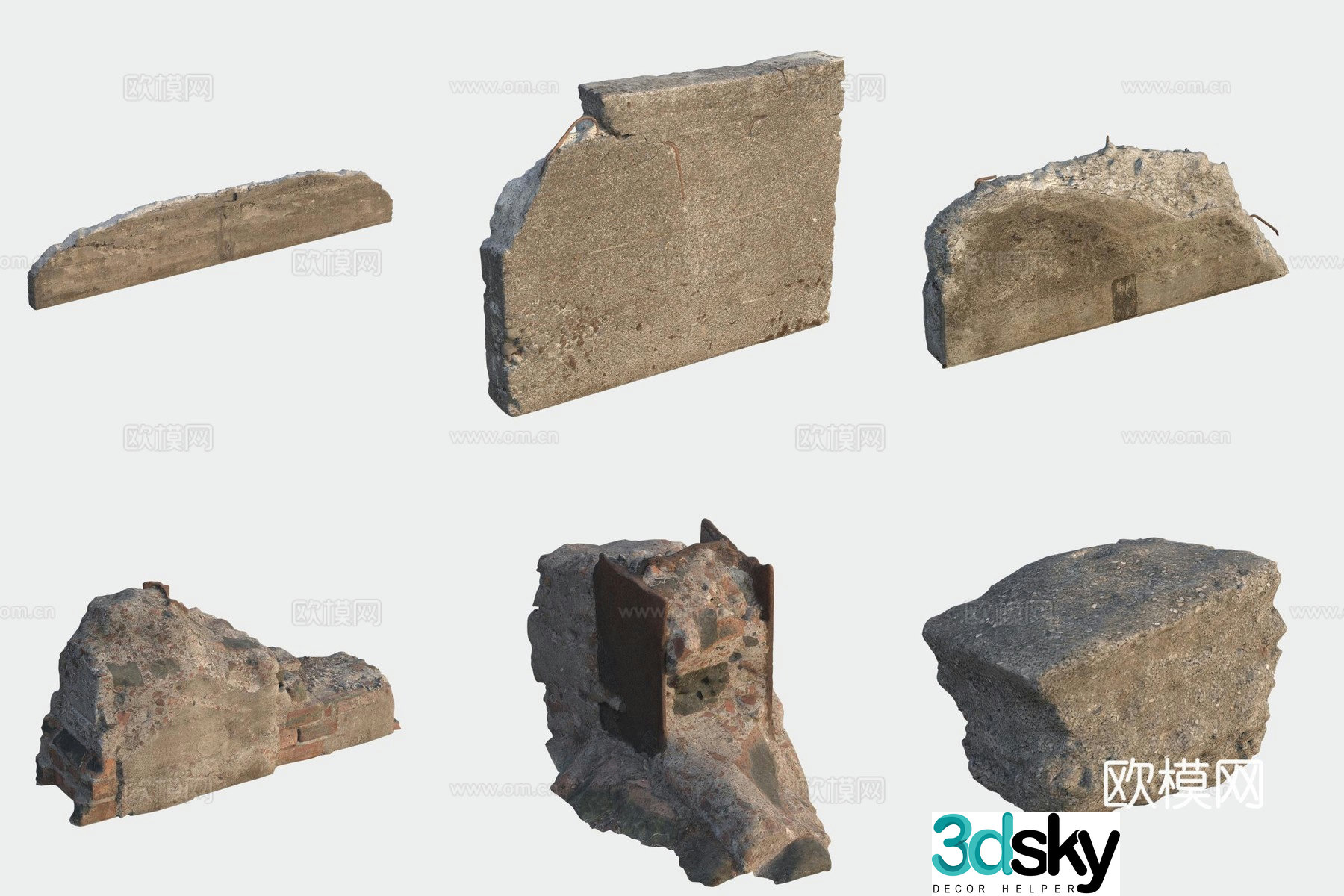 Building materials waste stone wall 3d model