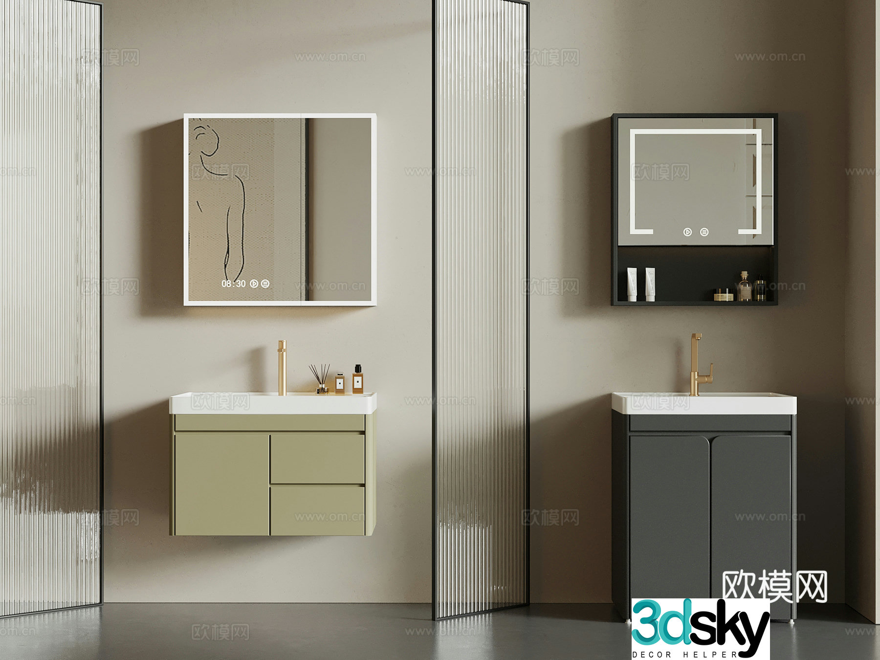 Bathroom cabinet French creamy bathroom cabinet 3d model