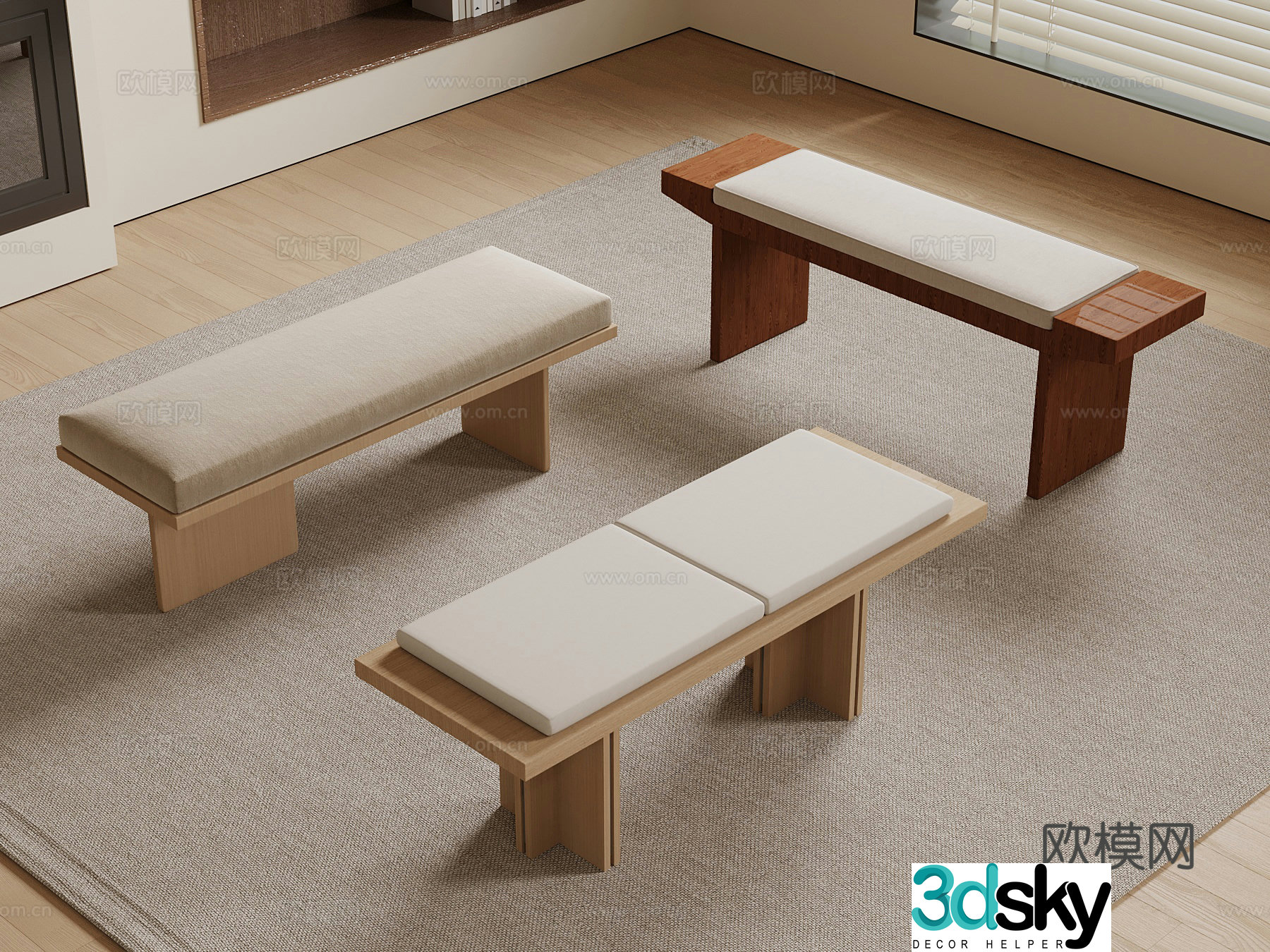 Bed tail stool wasabi bed tail stool shoe change stool stool 3d model