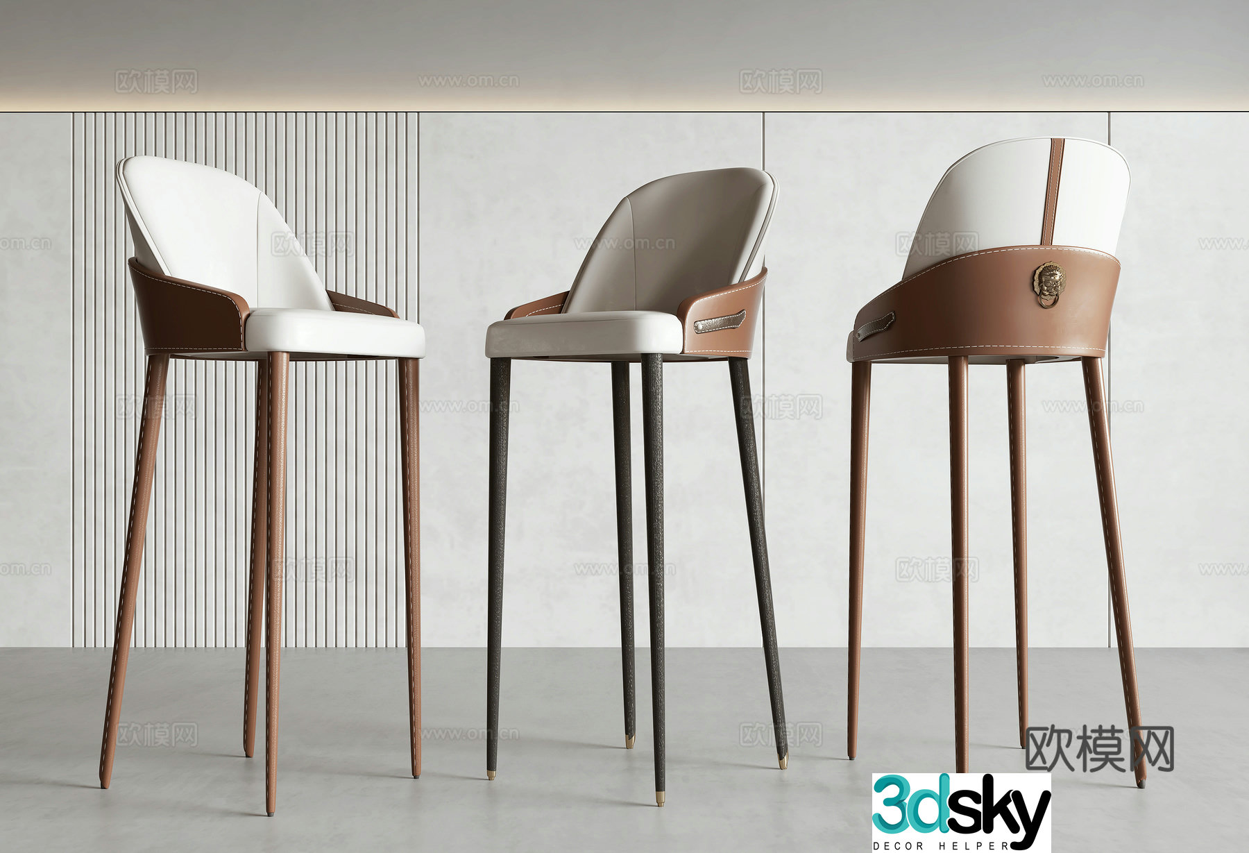 New Chinese style bar chair 3D model