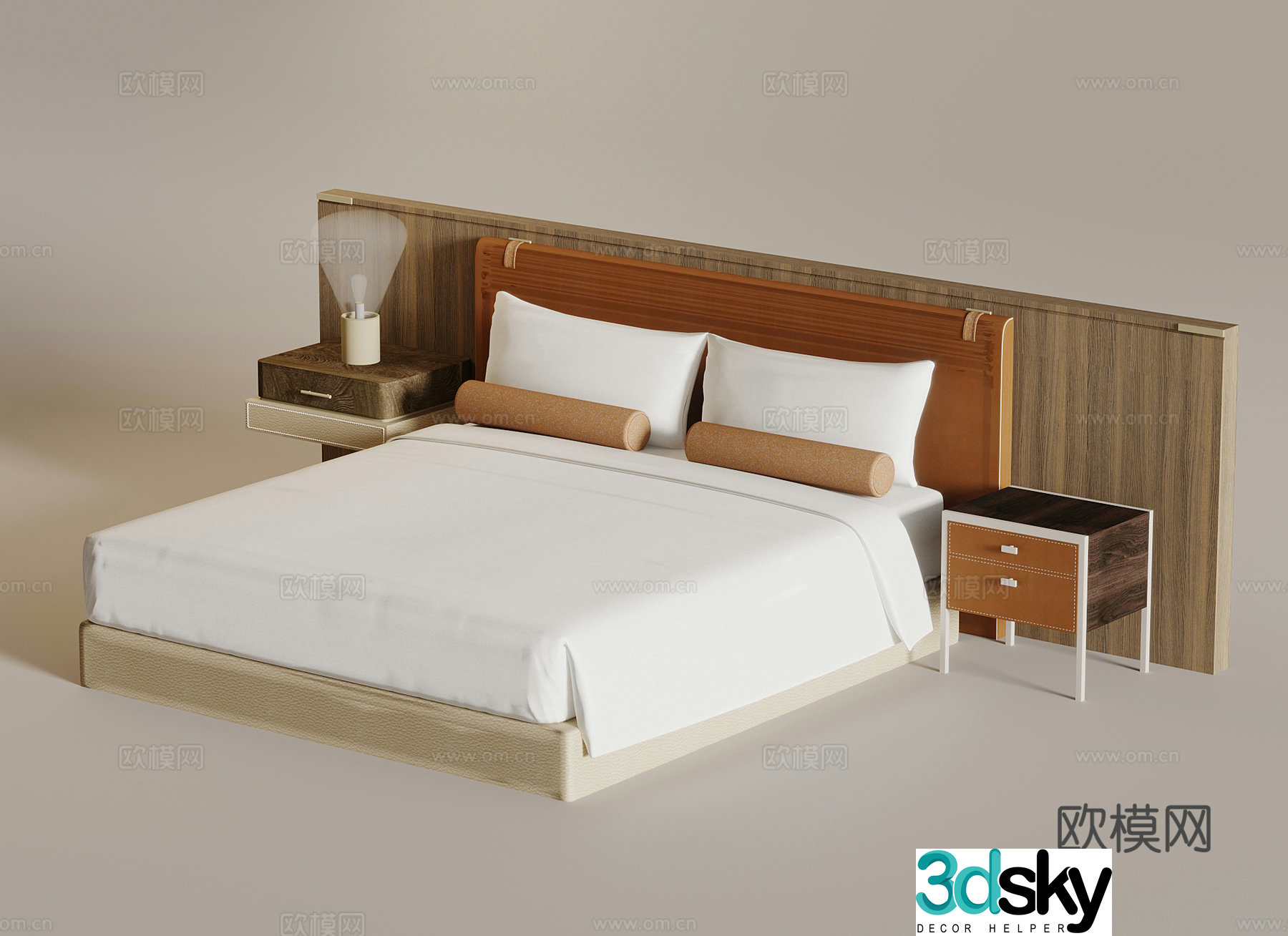 Bed Modern medieval style double bed 3d model