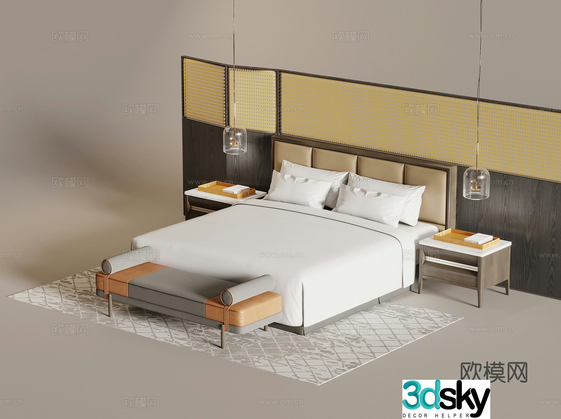 Bed Modern Double Bed 3D Model