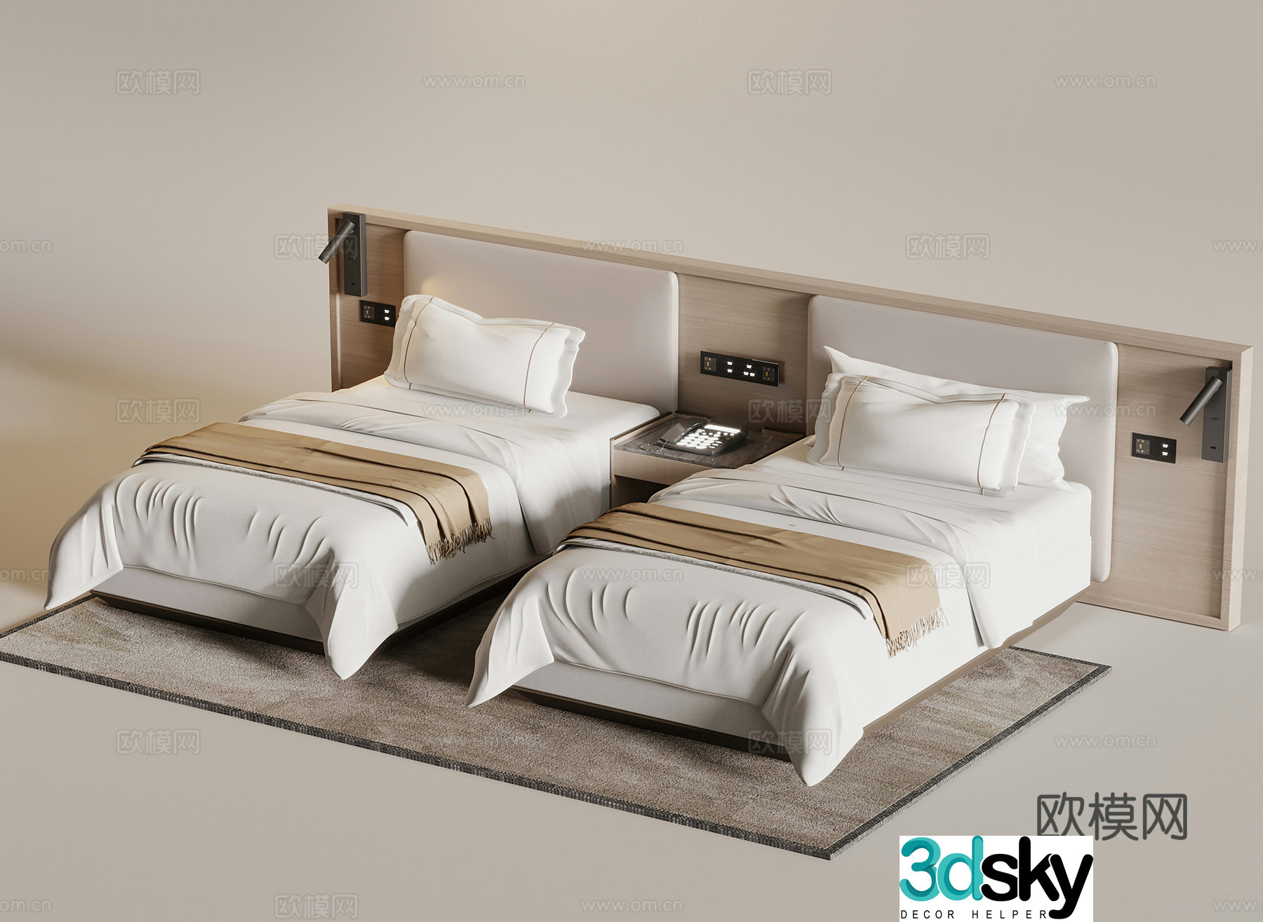 Bed Modern Double Bed 3D Model