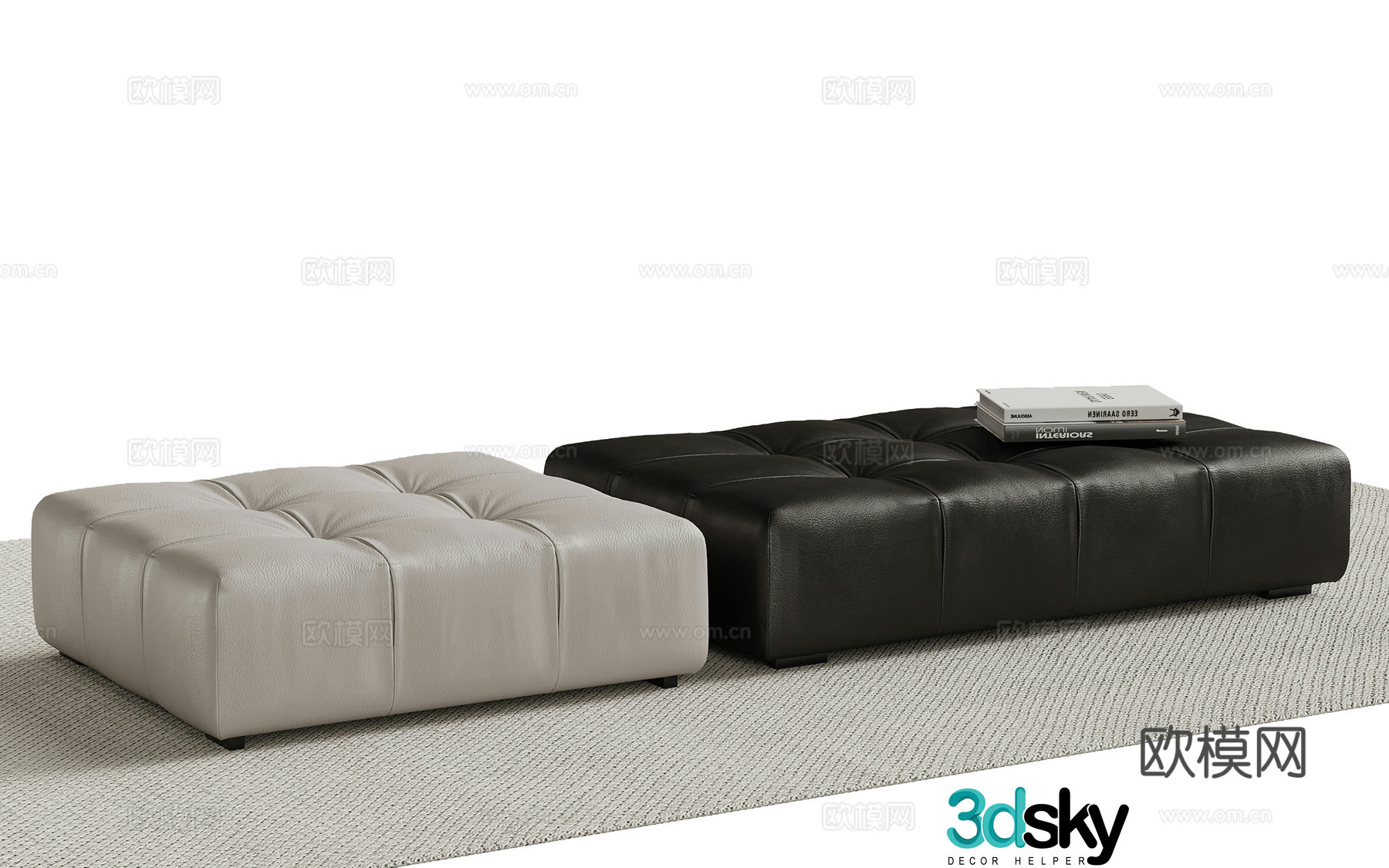 Shoe change stool Italian leather shoe change stool bed tail stool 3D model