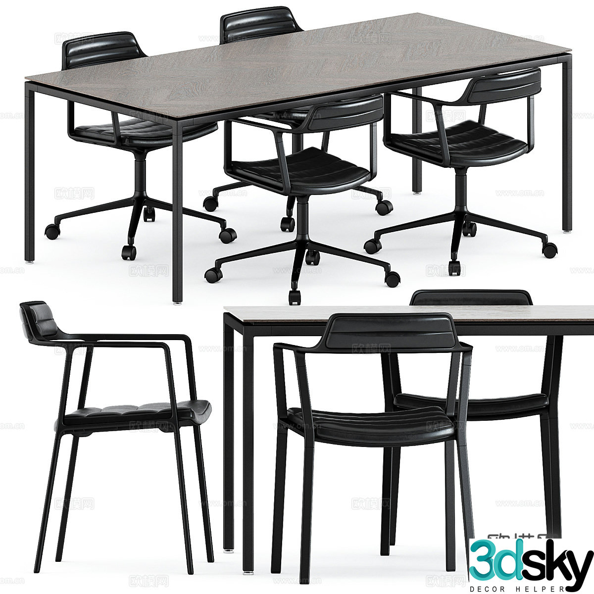 Modern Italian conference table office desk chair 3d model