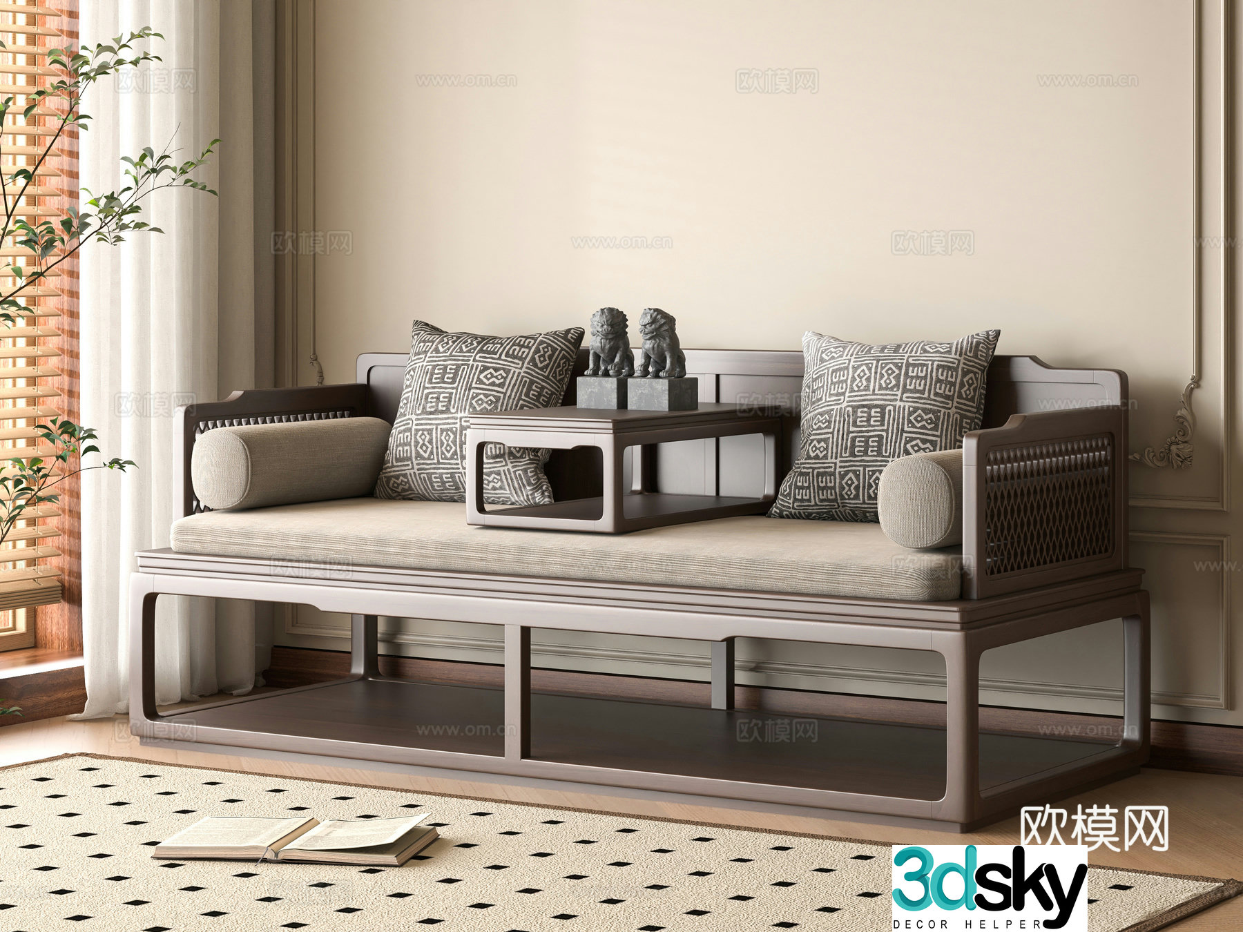 New Chinese Arhat Bed 3D Model