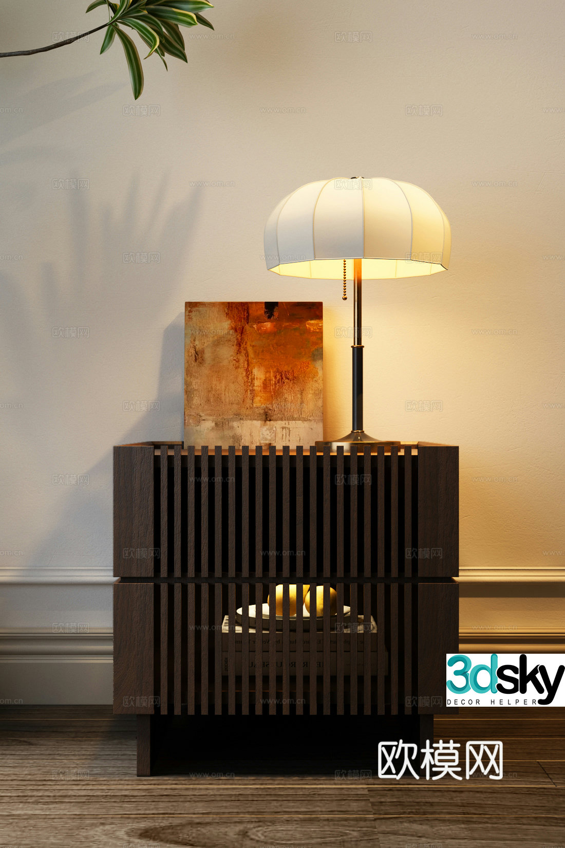 Modern medieval bedside table Modern medieval side cabinet Modern medieval decoration painting 3D model
