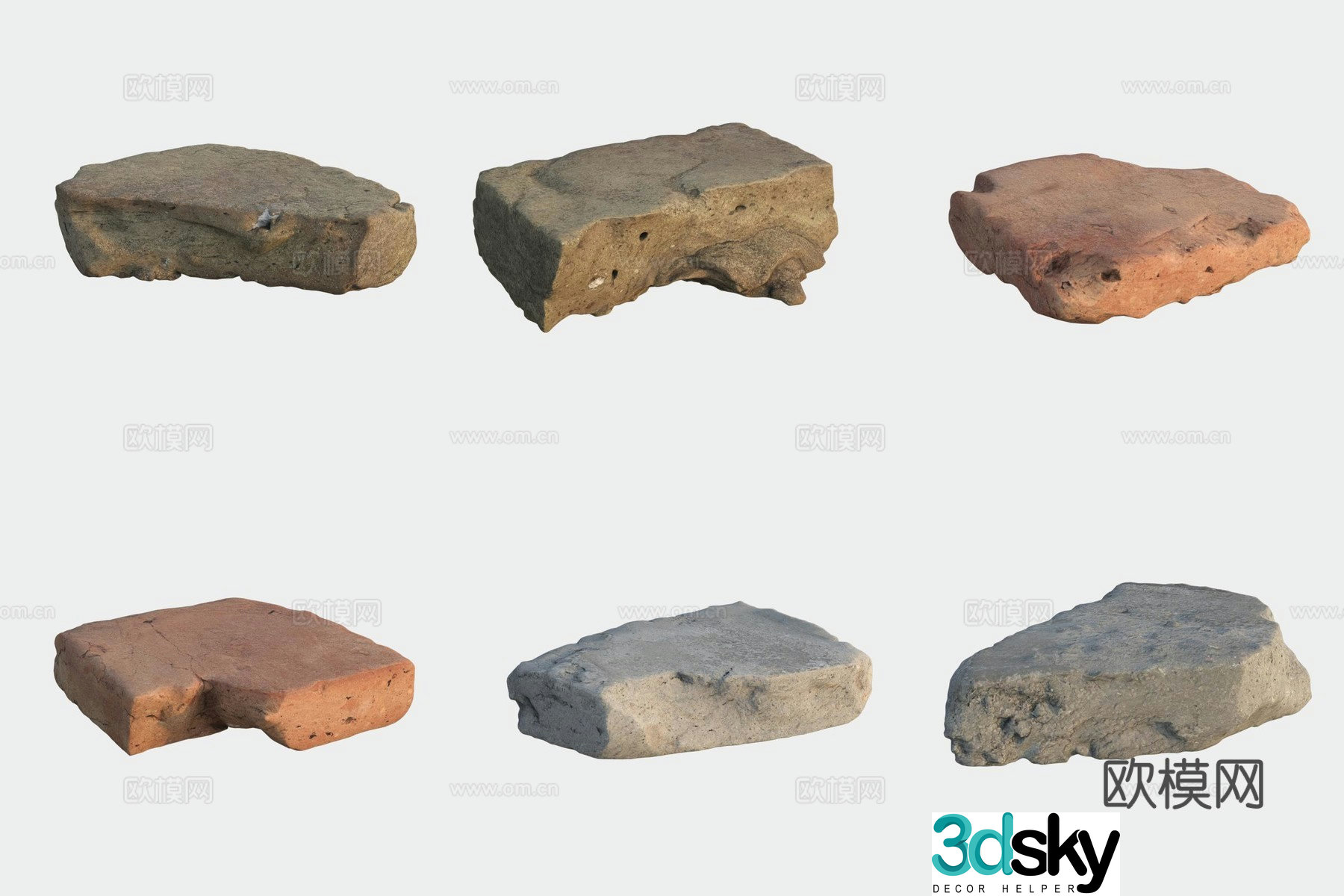 Brick stone floor tiles building materials waste 3d model