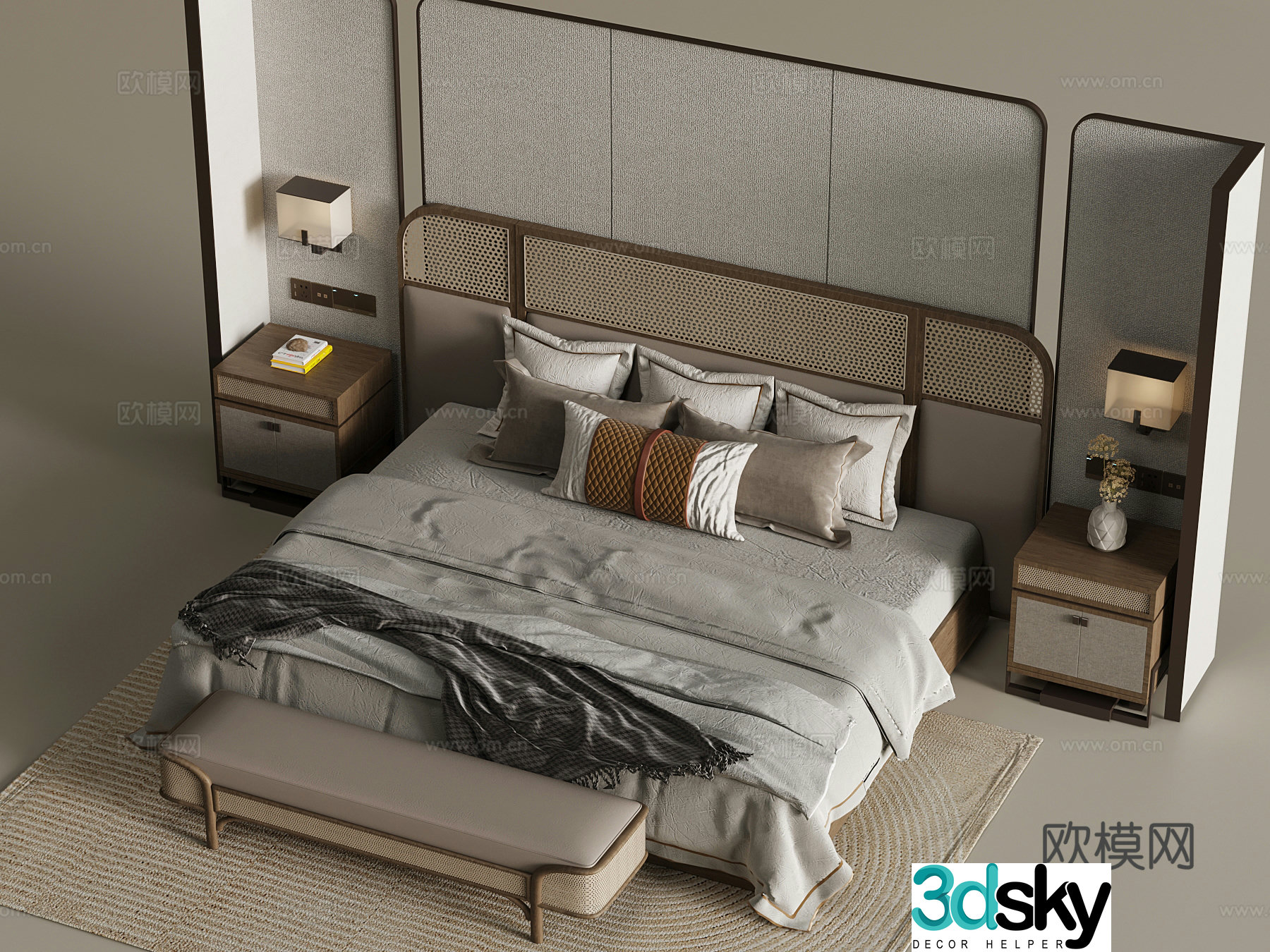 Double bed Modern double bed B&B Double bed 3D model