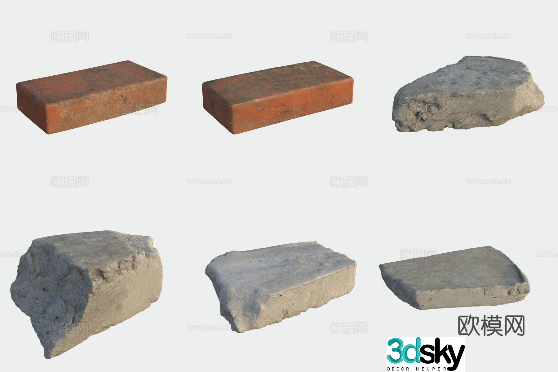 Brick stone building materials 3d model