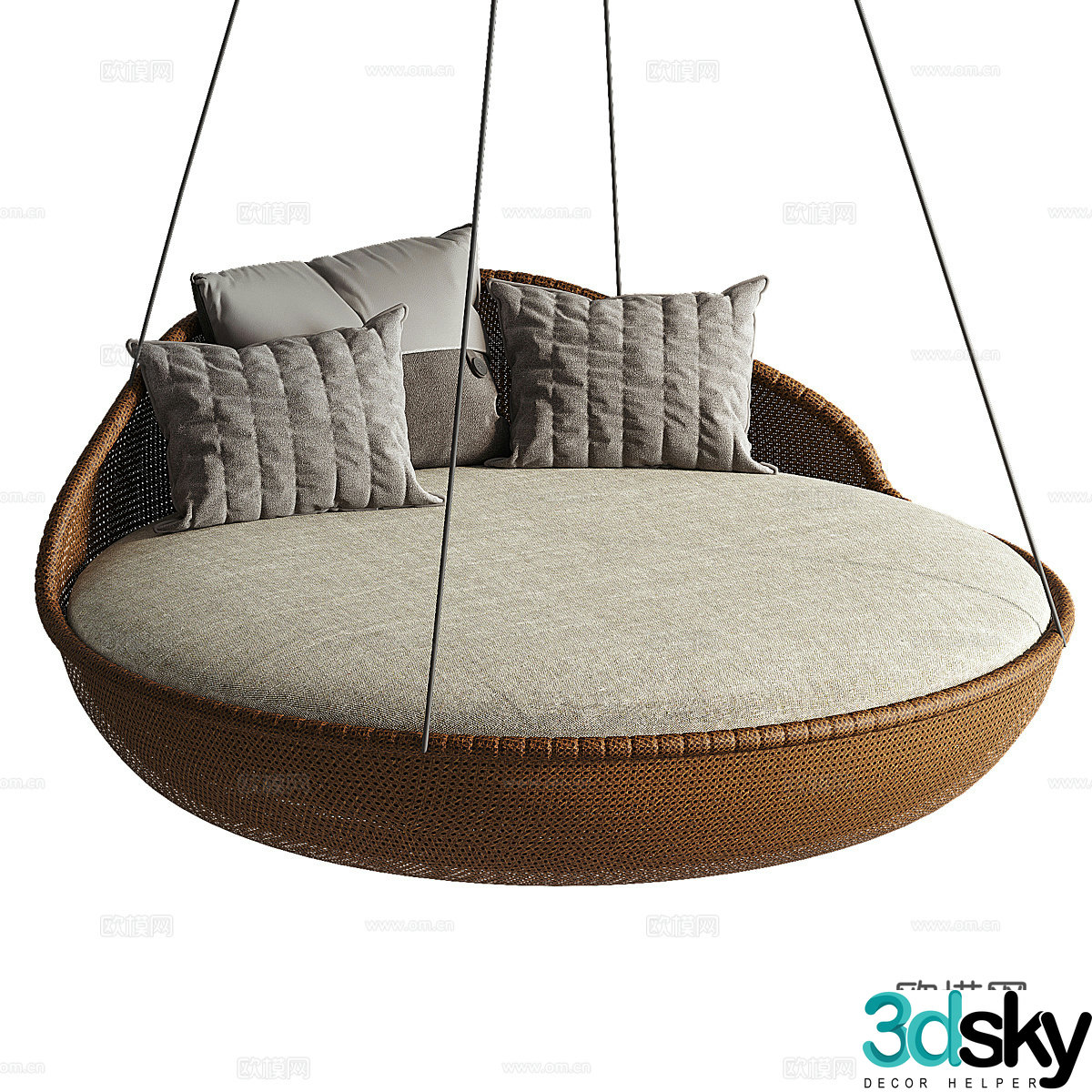 New Chinese-style rattan hanging chair swing chair hammock 3D model