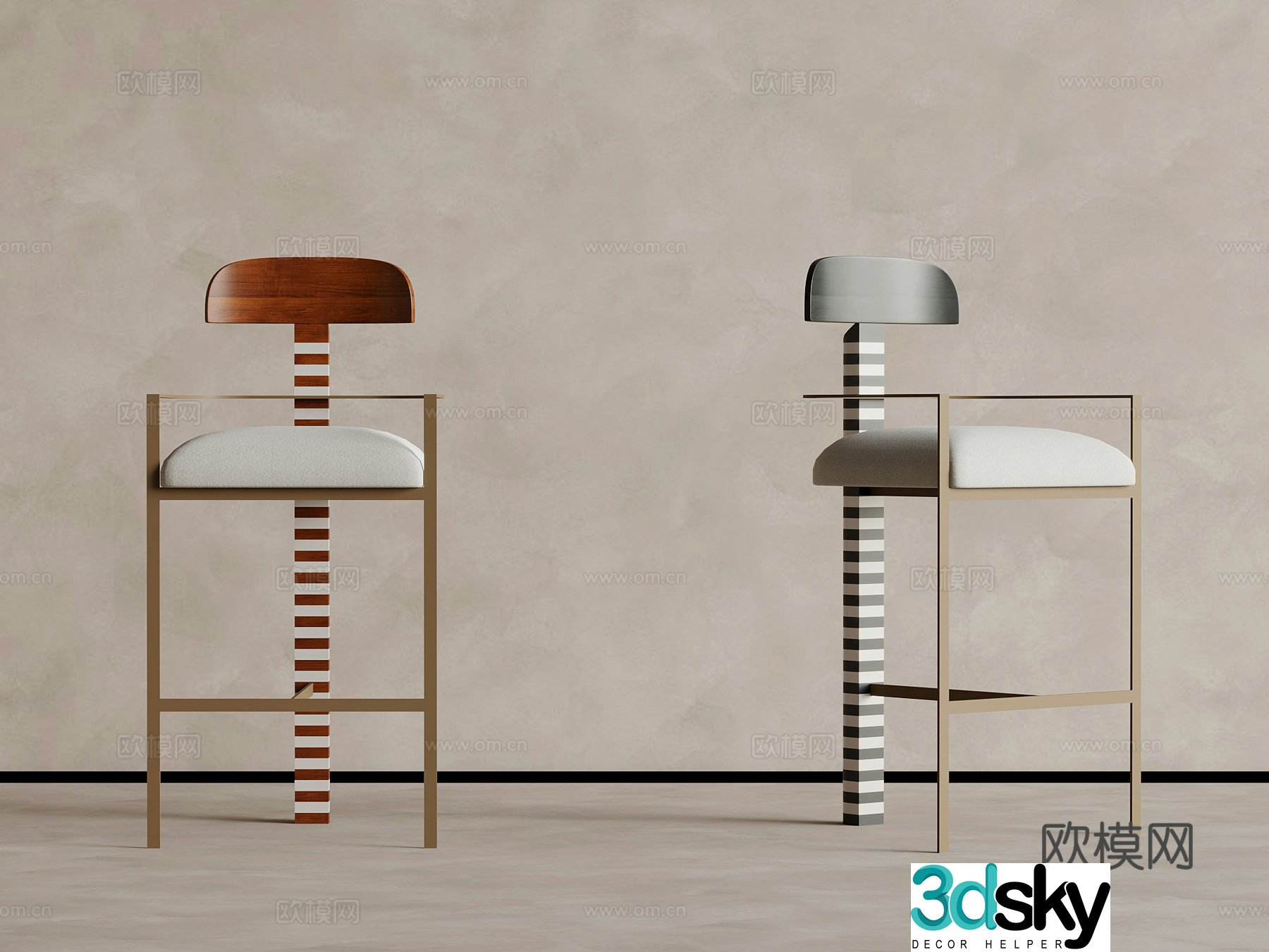 Bar chair retro style bar chair chair 3d model