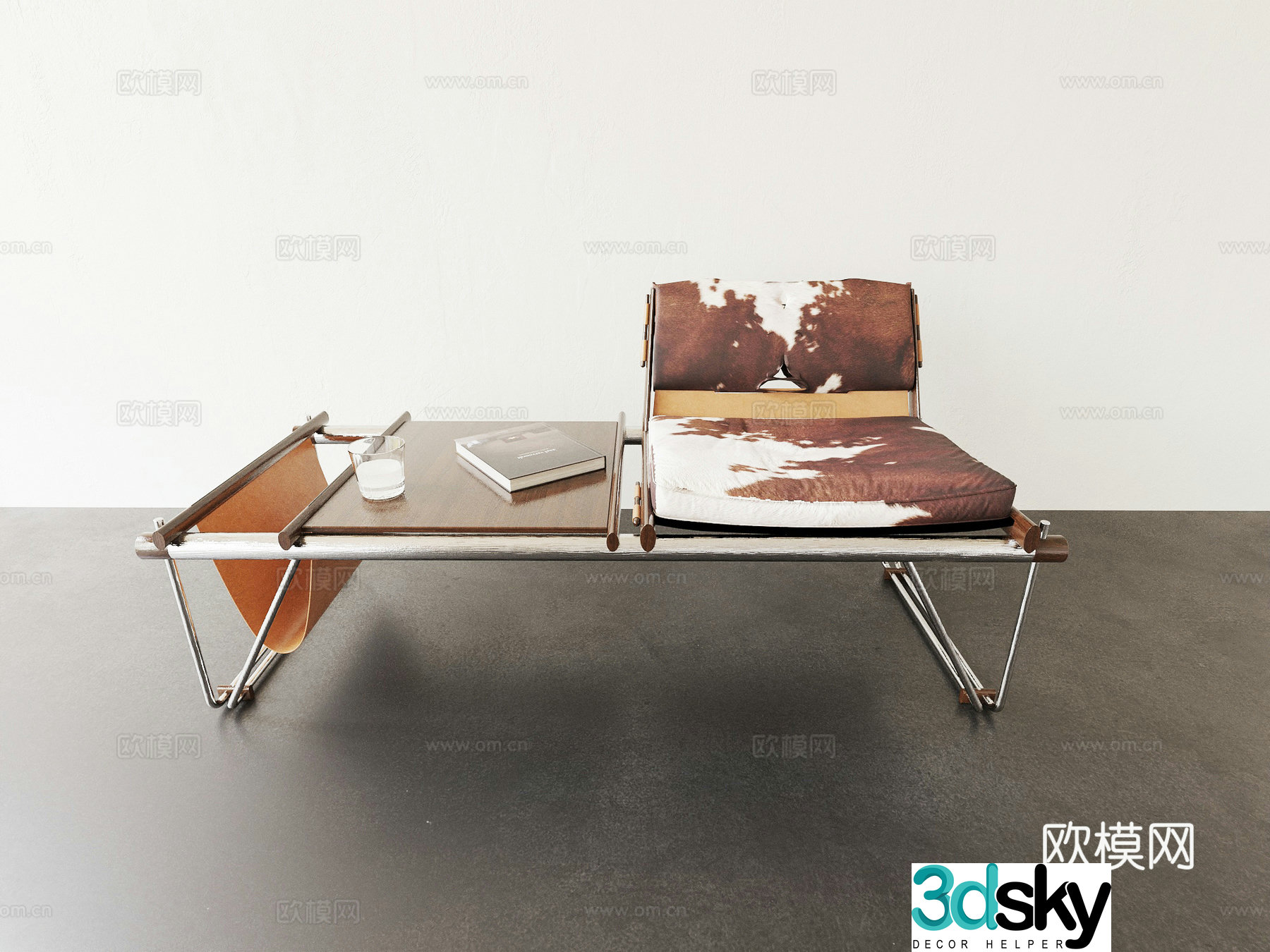 Stool Stool Bench Cowhide Bench 3D Model
