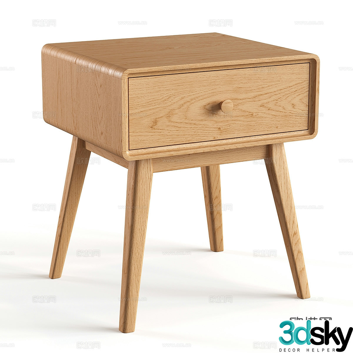 New Chinese style log bedside table 3D model