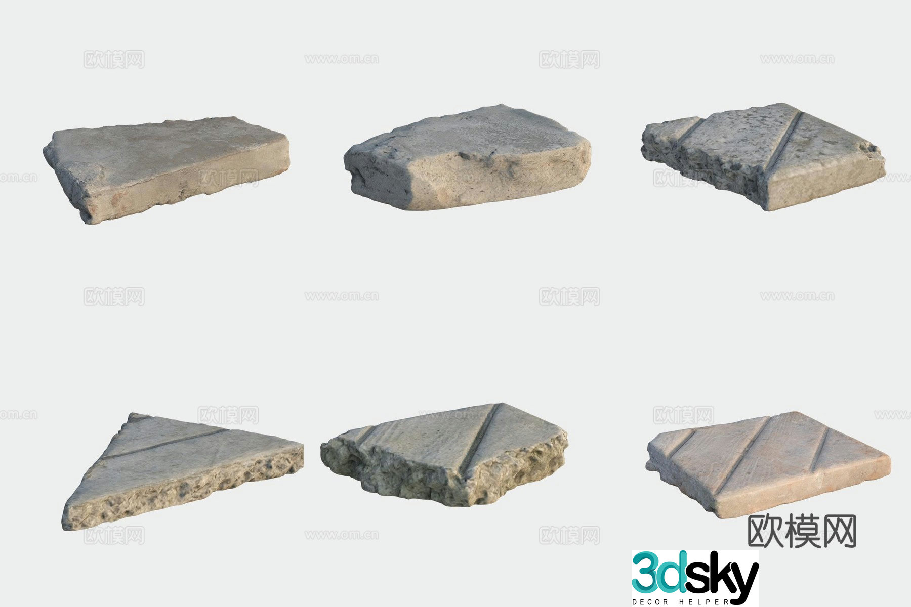 3D model of floor tiles and stone building materials
