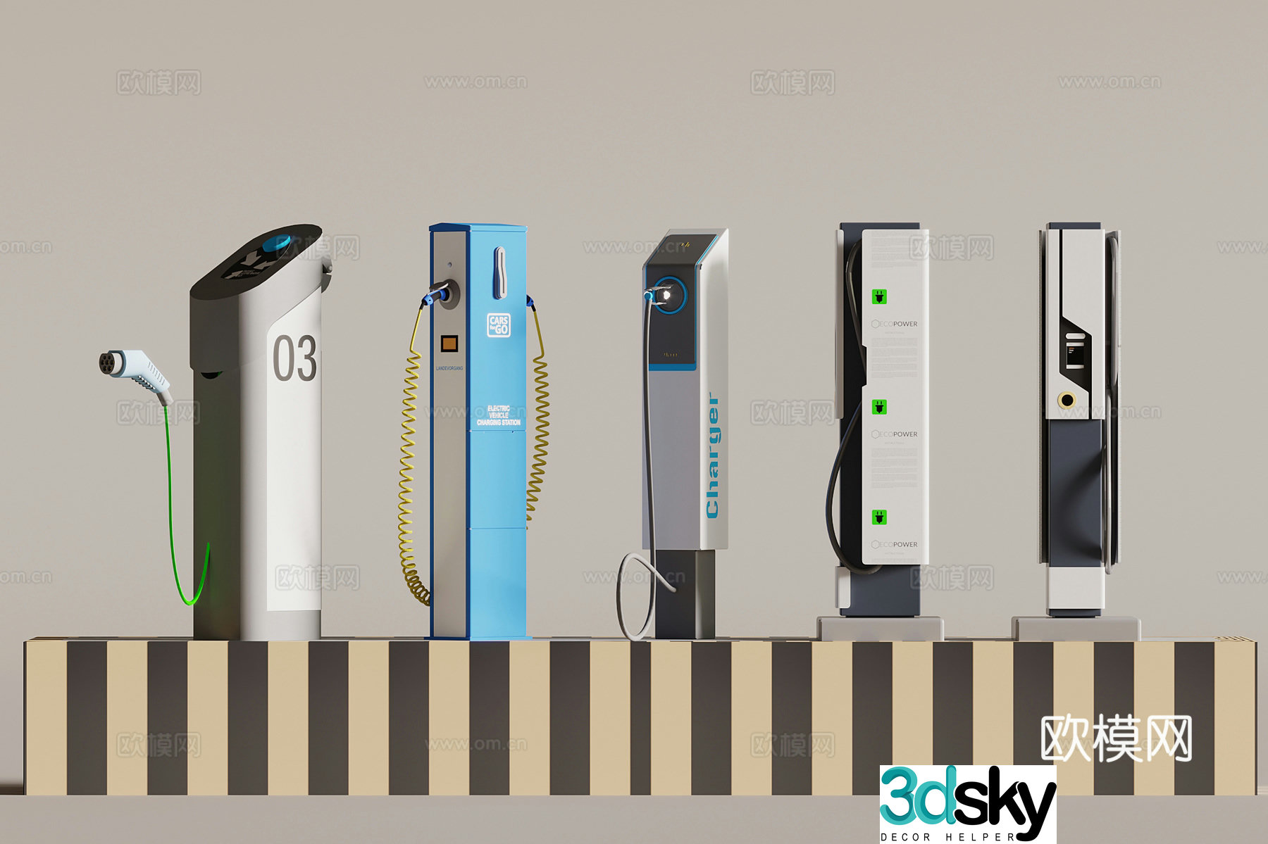 Car modern charging pile 3d model