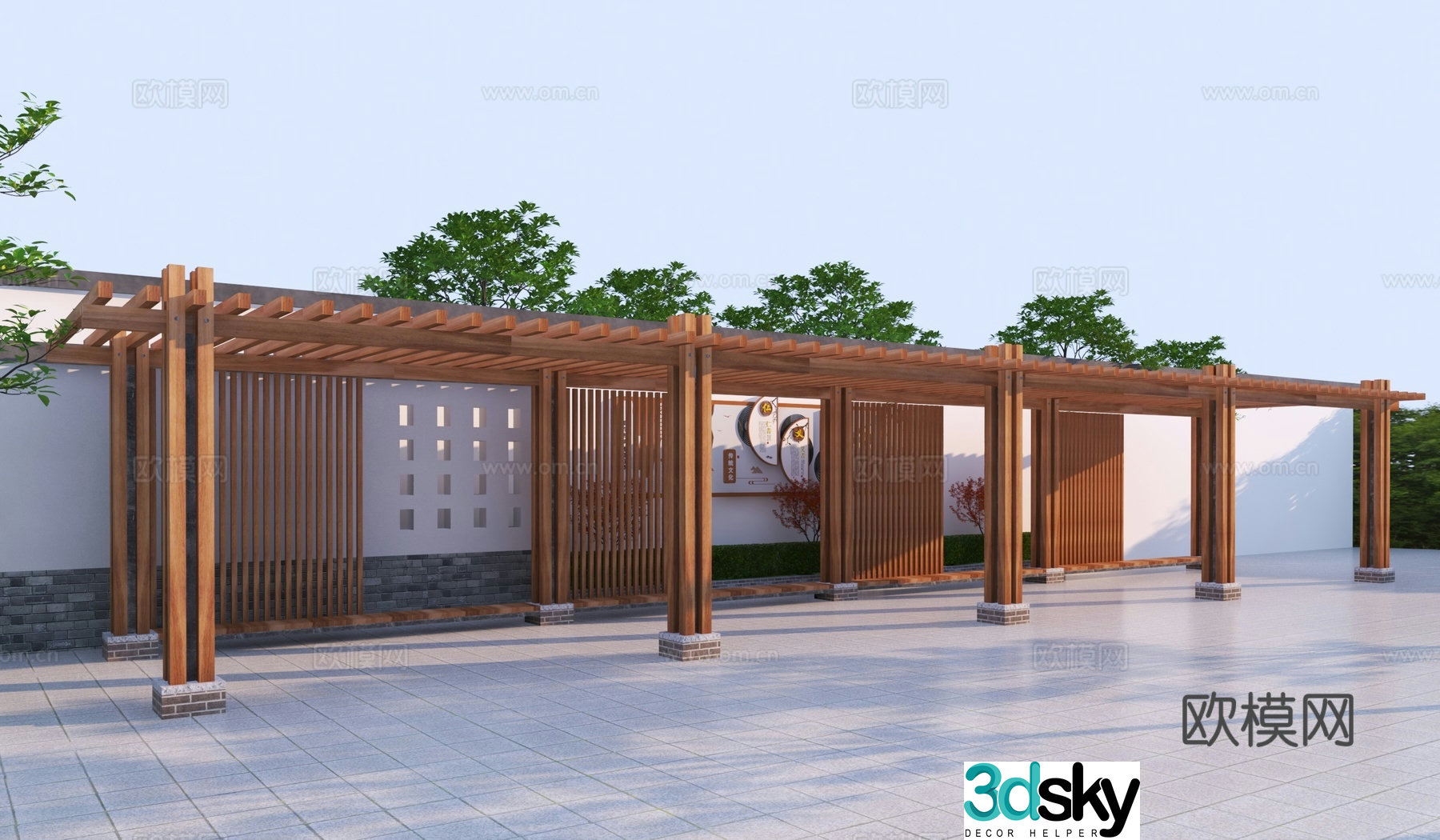 New Chinese style gallery frame 3D model