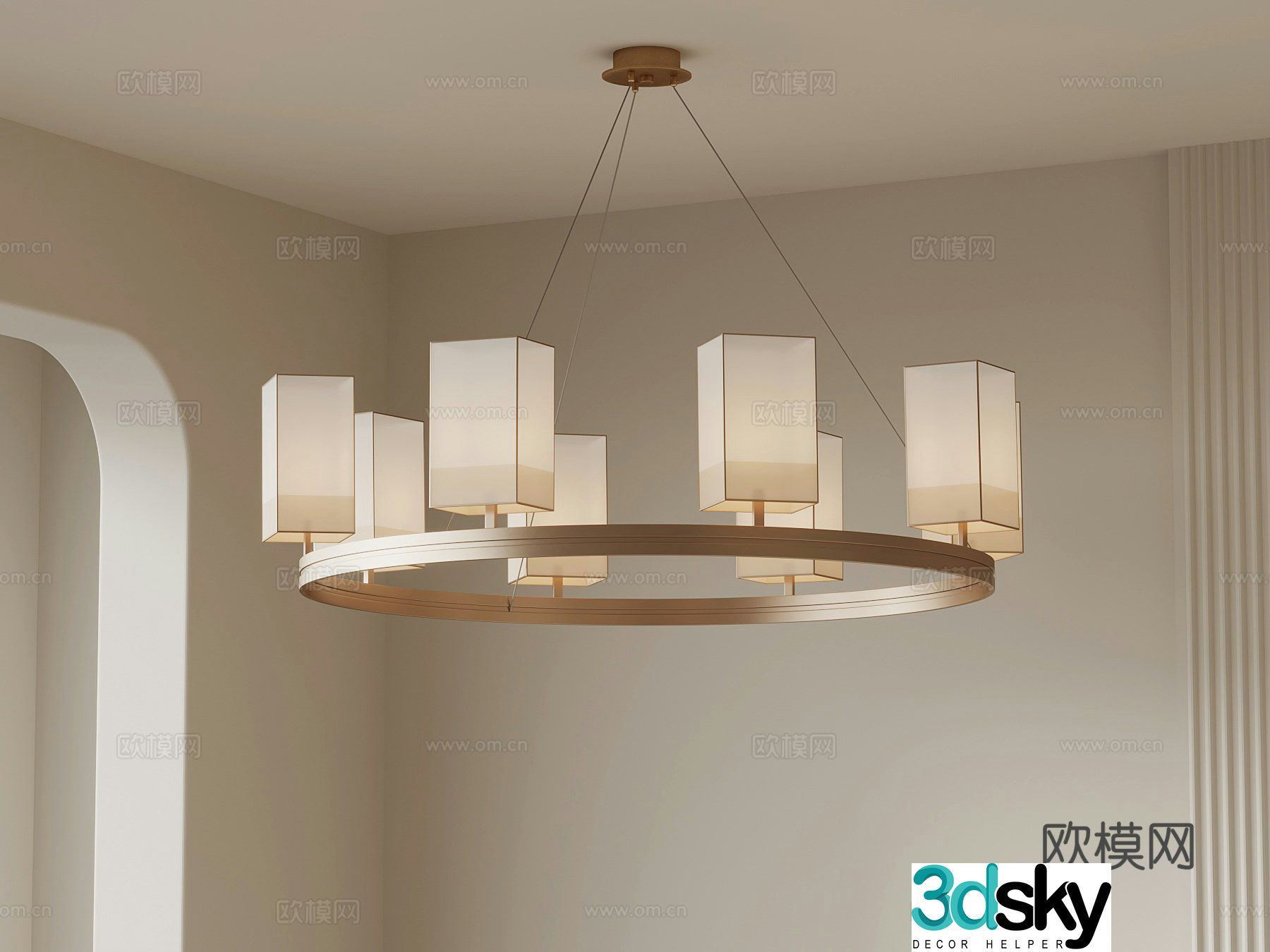 Chandelier New Chinese Chandelier 3D Model