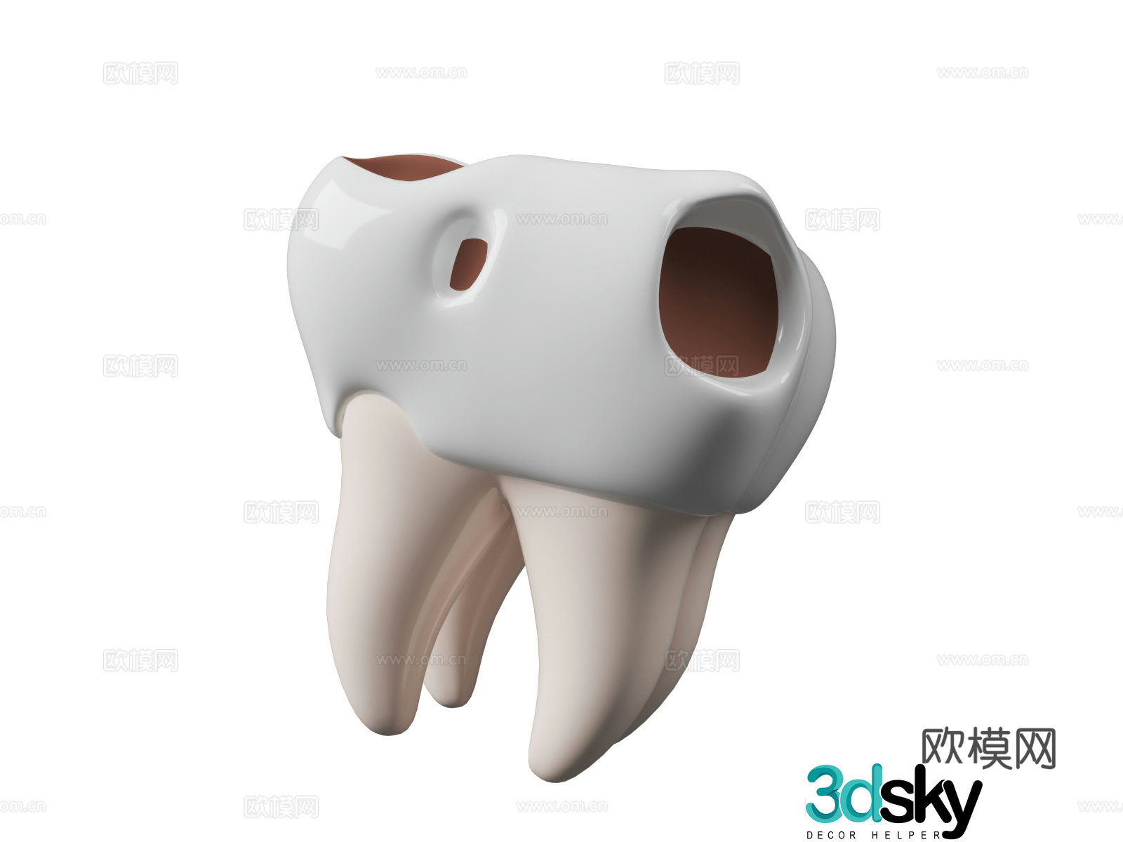 modern teeth dentist logo cartoon teeth cavities holes cartoon dental care doctor 3d model