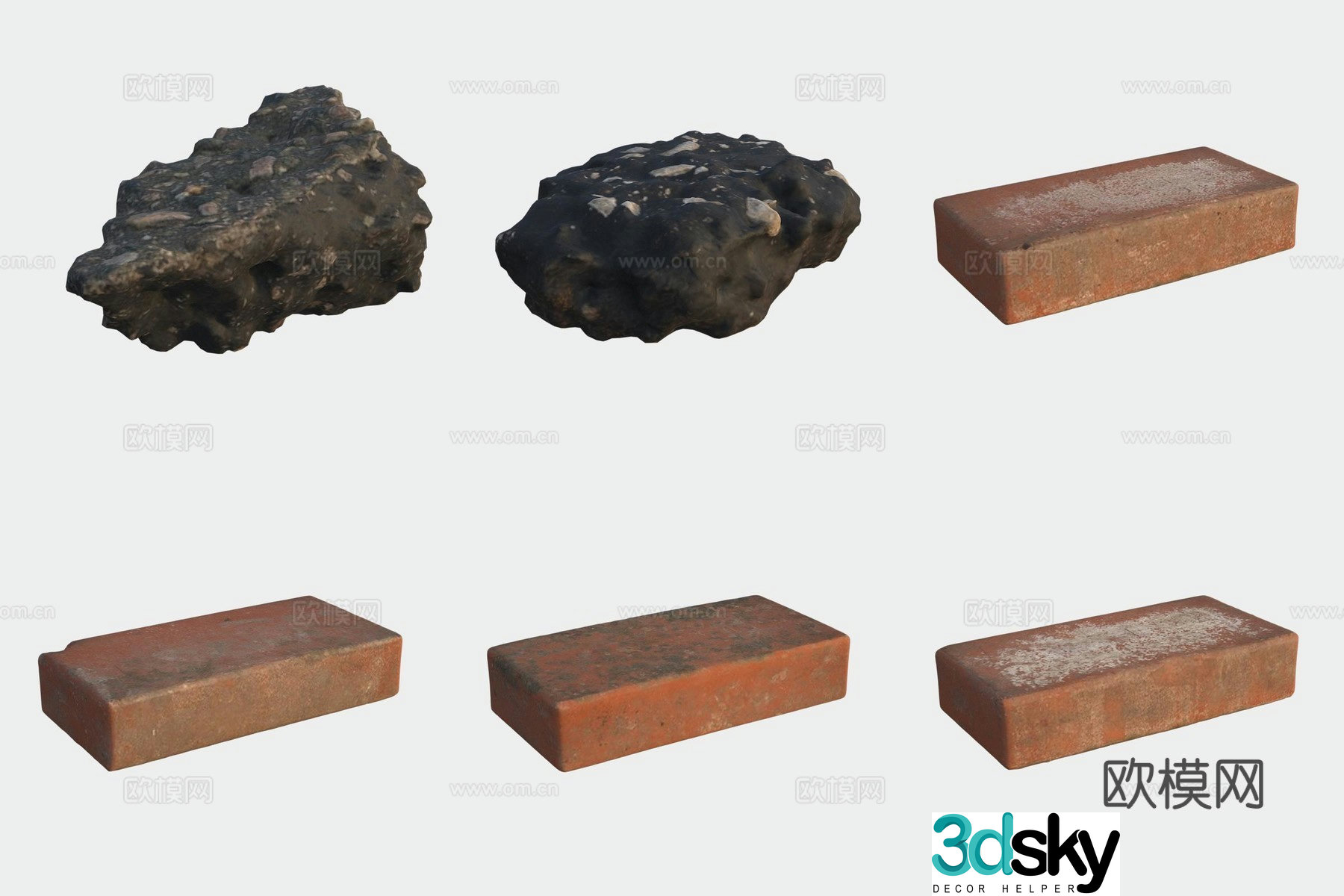 Brick stone building materials 3d model
