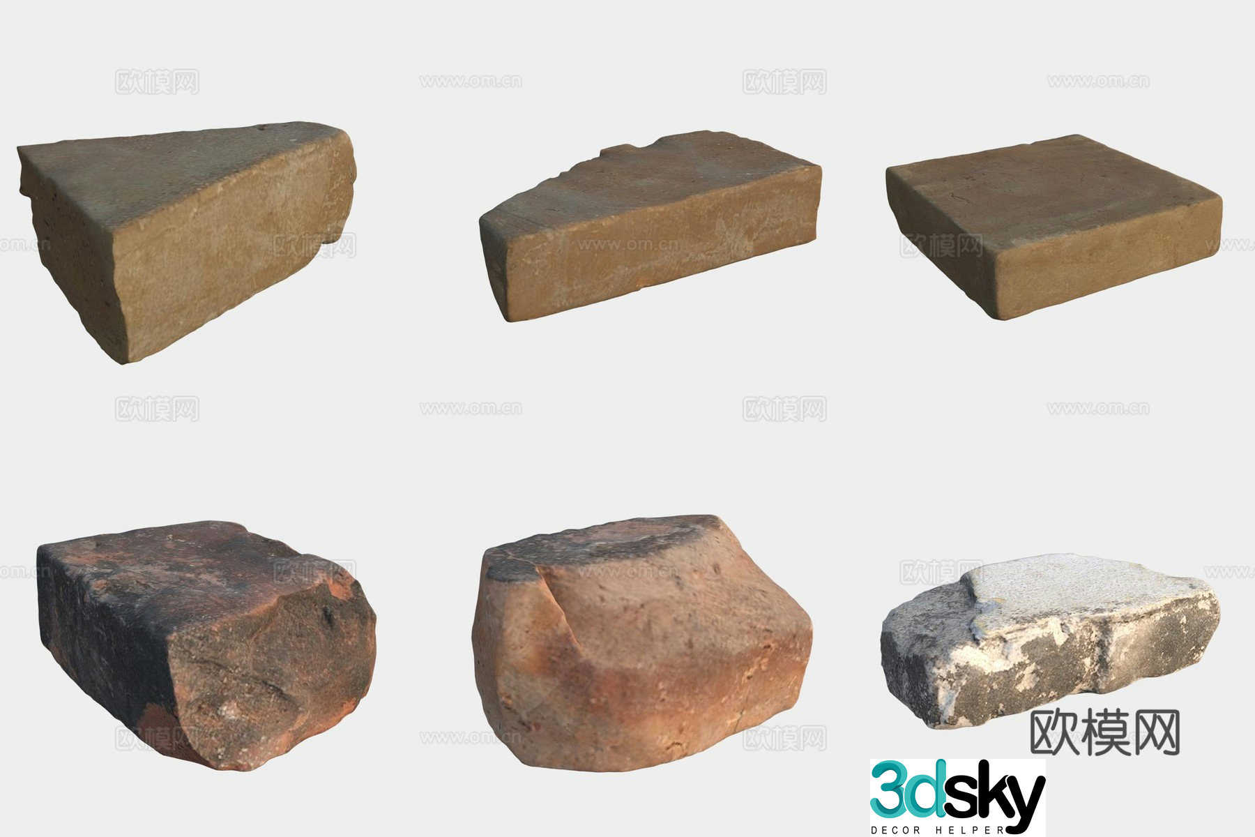 3D model of floor tiles and stone building materials