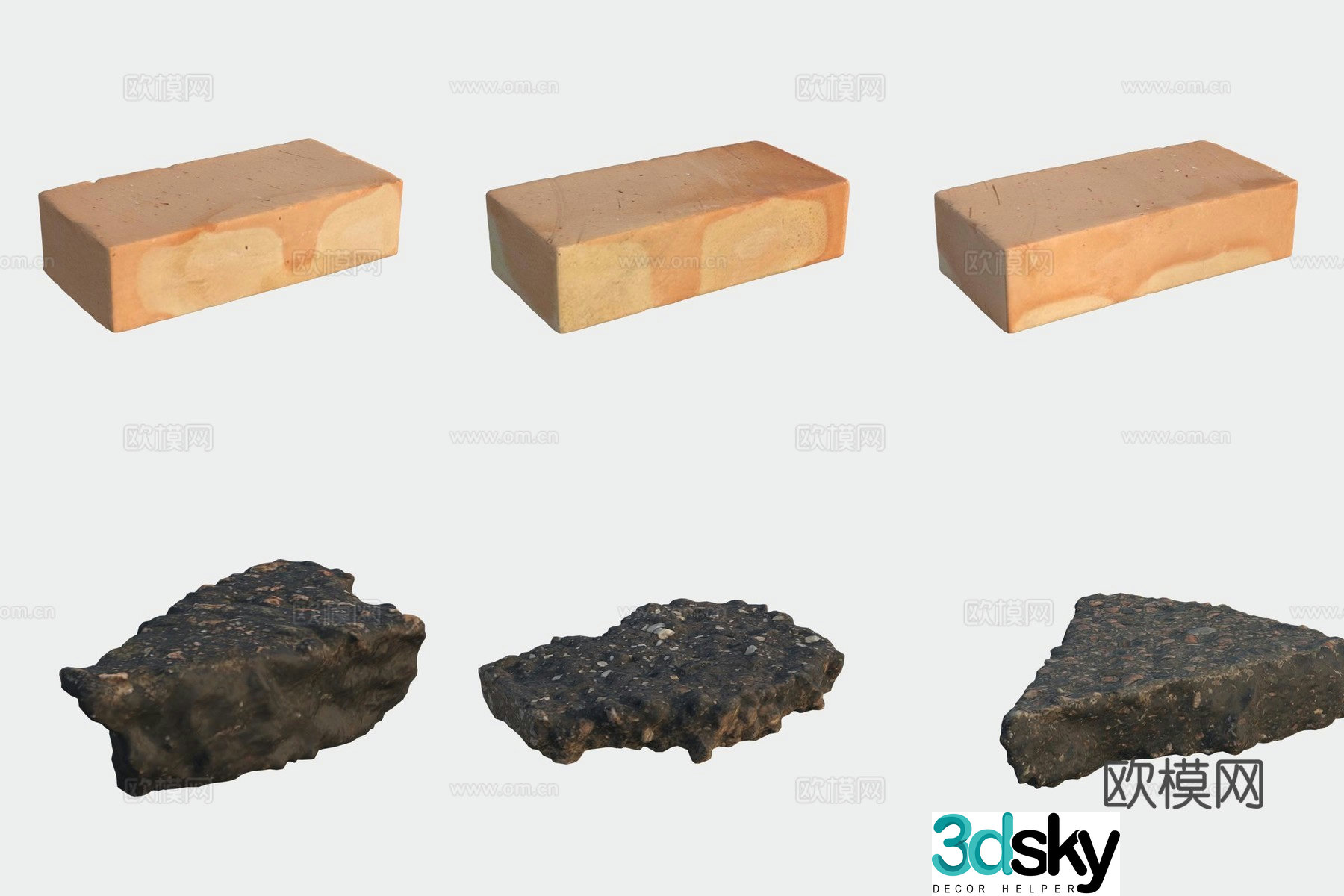 Brick stone building materials 3d model