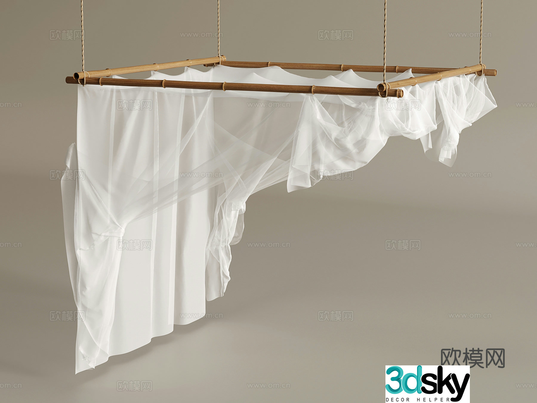 Bedding new Chinese style curtain 3D model
