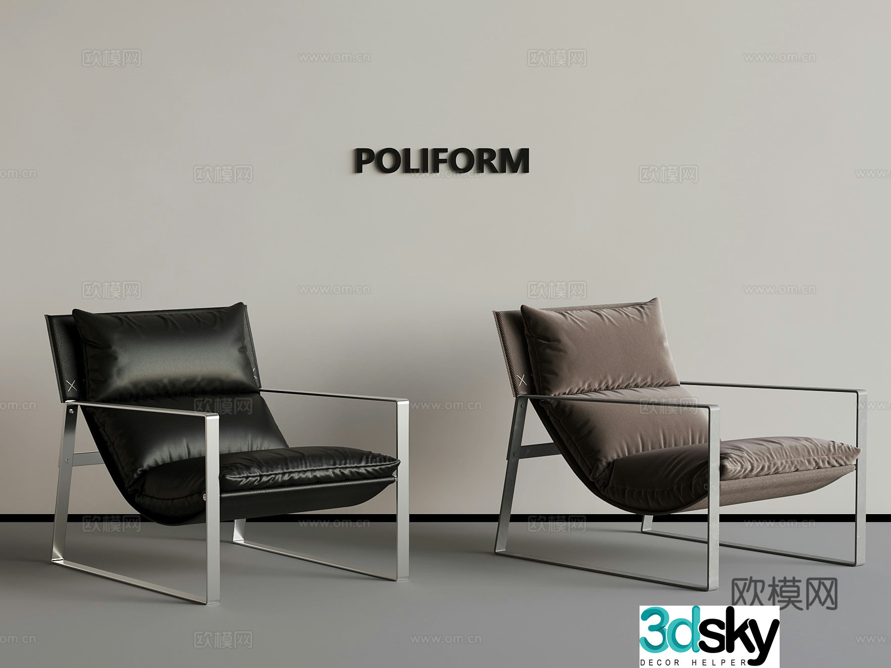 Leisure chair modern leisure chair recliner leather recliner 3d model