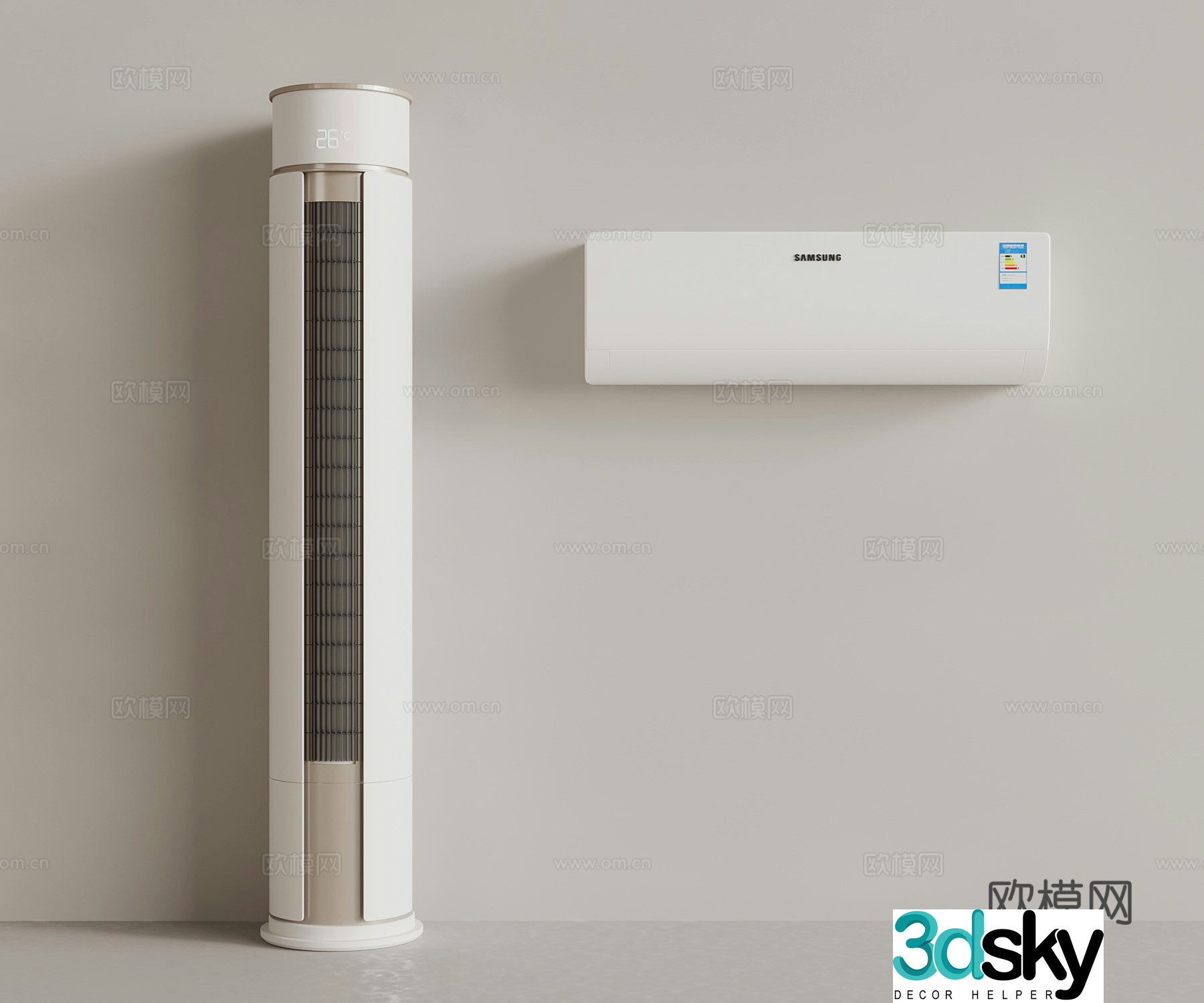 Air conditioner Modern air conditioner Vertical air conditioner Wall-mounted air conditioner 3D model