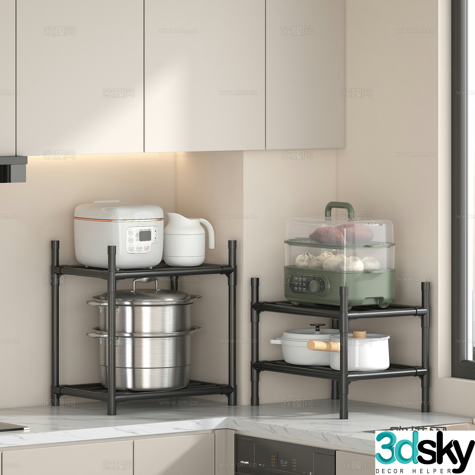 Kitchen shelf Steamer Kitchen supplies Rice cooker 3D model