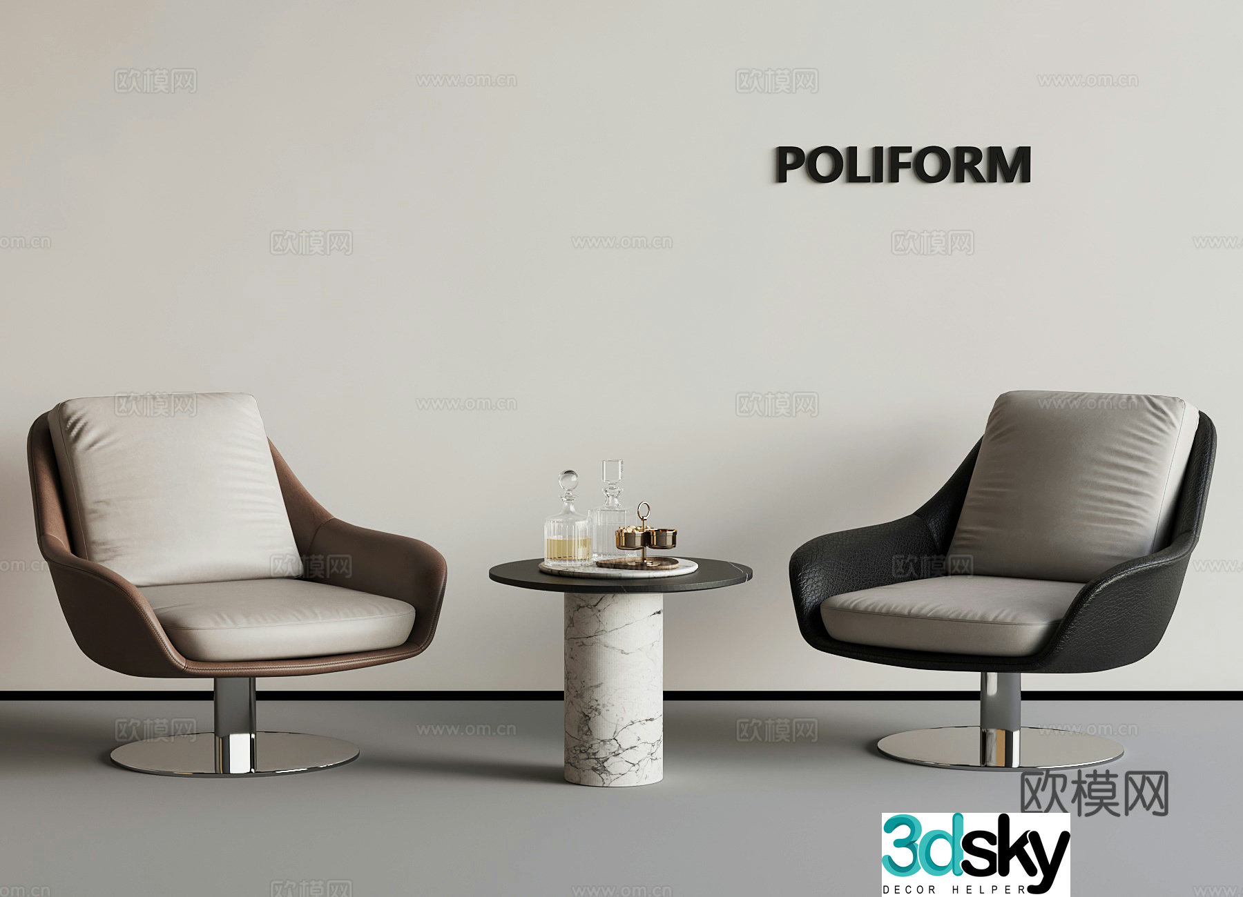 Leisure chair modern leisure chair recliner leather recliner 3d model