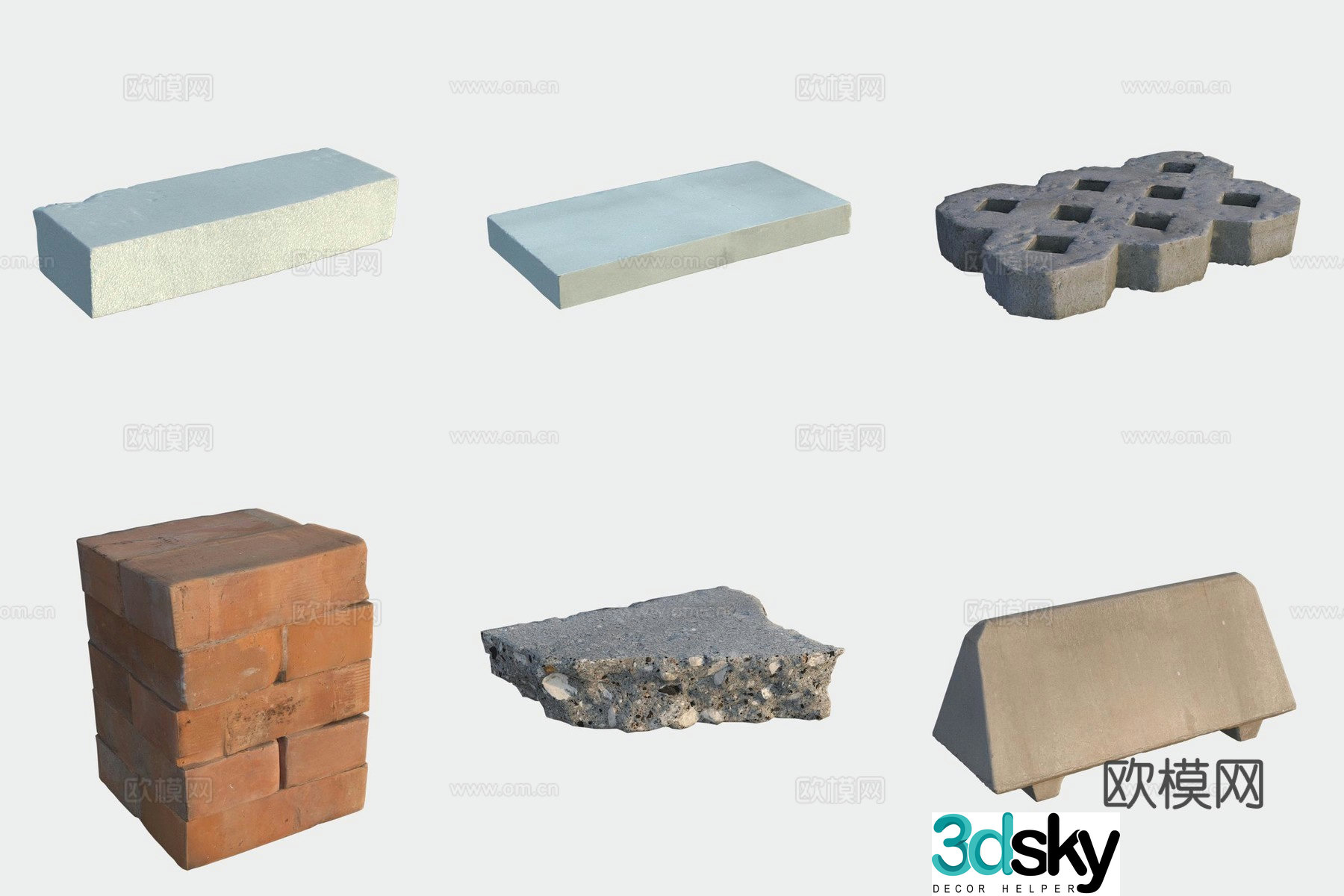 Brick floor tiles hollow brick stone building materials 3D model
