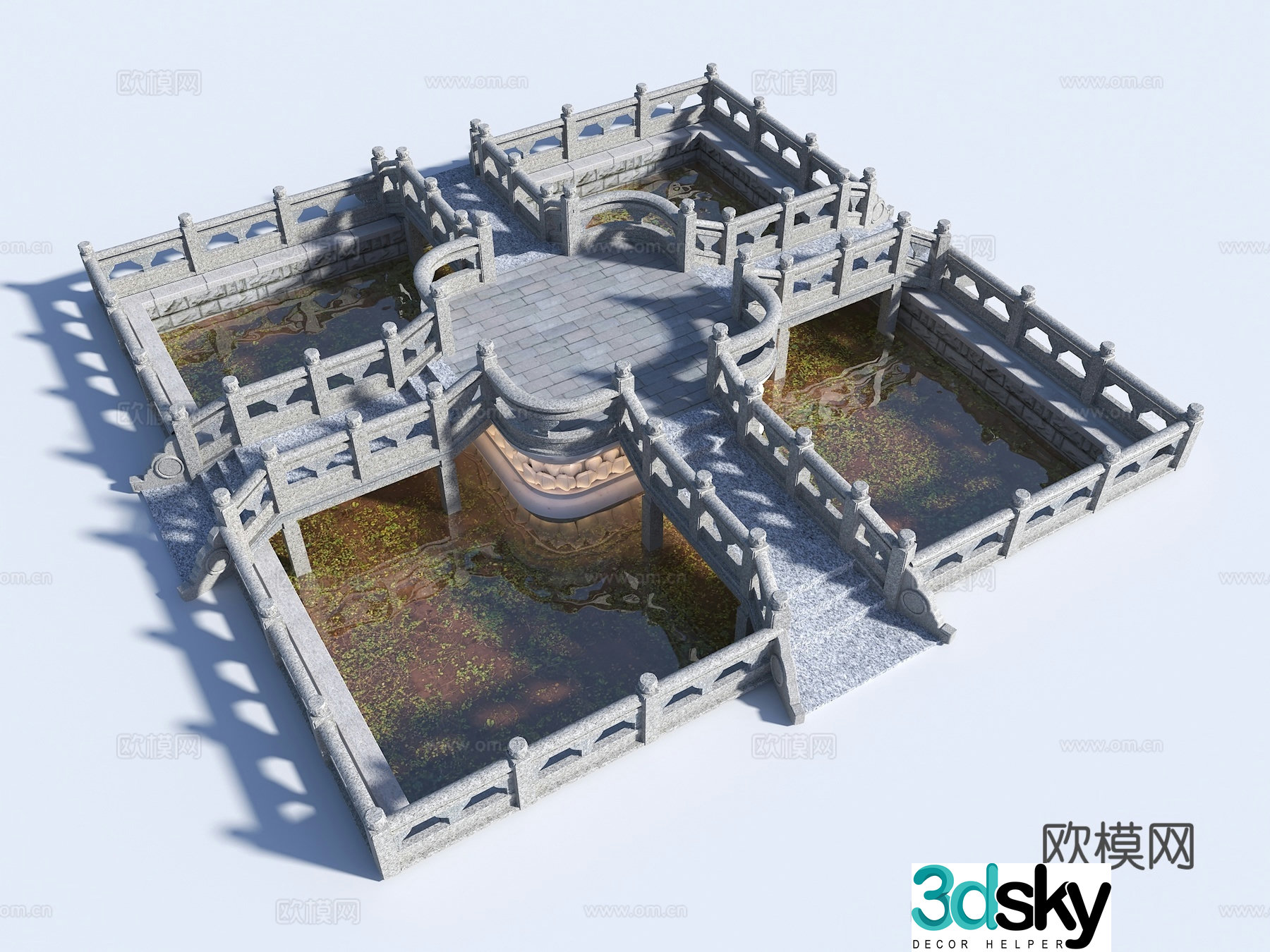 Chinese Lotus Bridge Pond Que Bridge Release Pool Que Bridge 3D Model