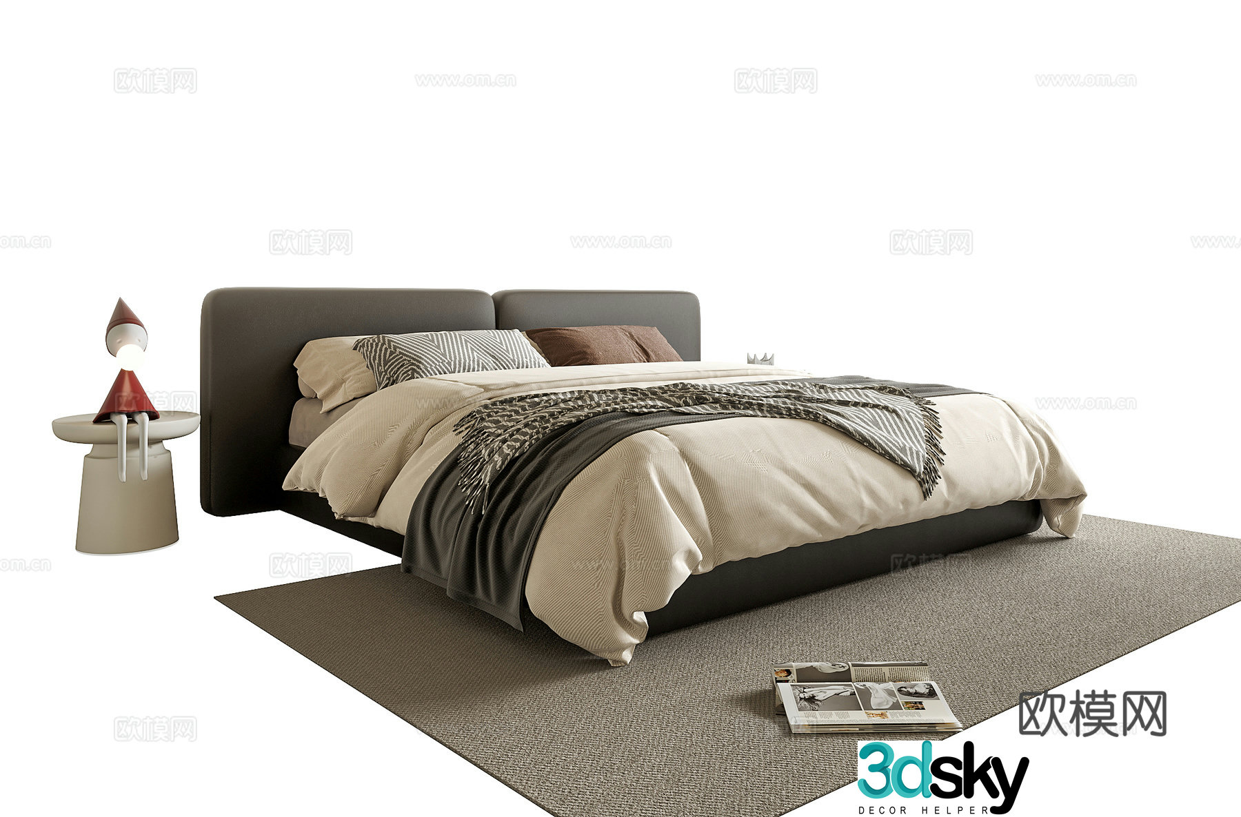 Modern double bed 3d model