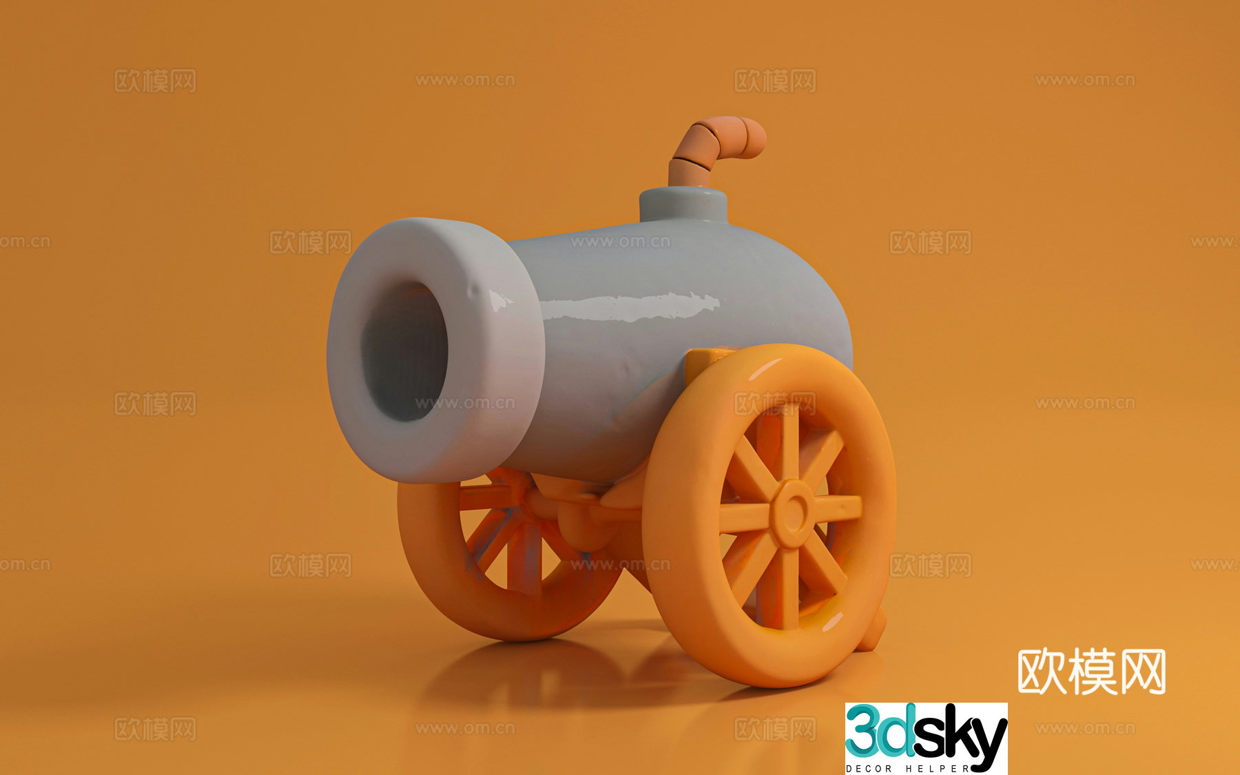 Cartoon cannon game props artillery cartoon style toys art figures ornaments 3d model