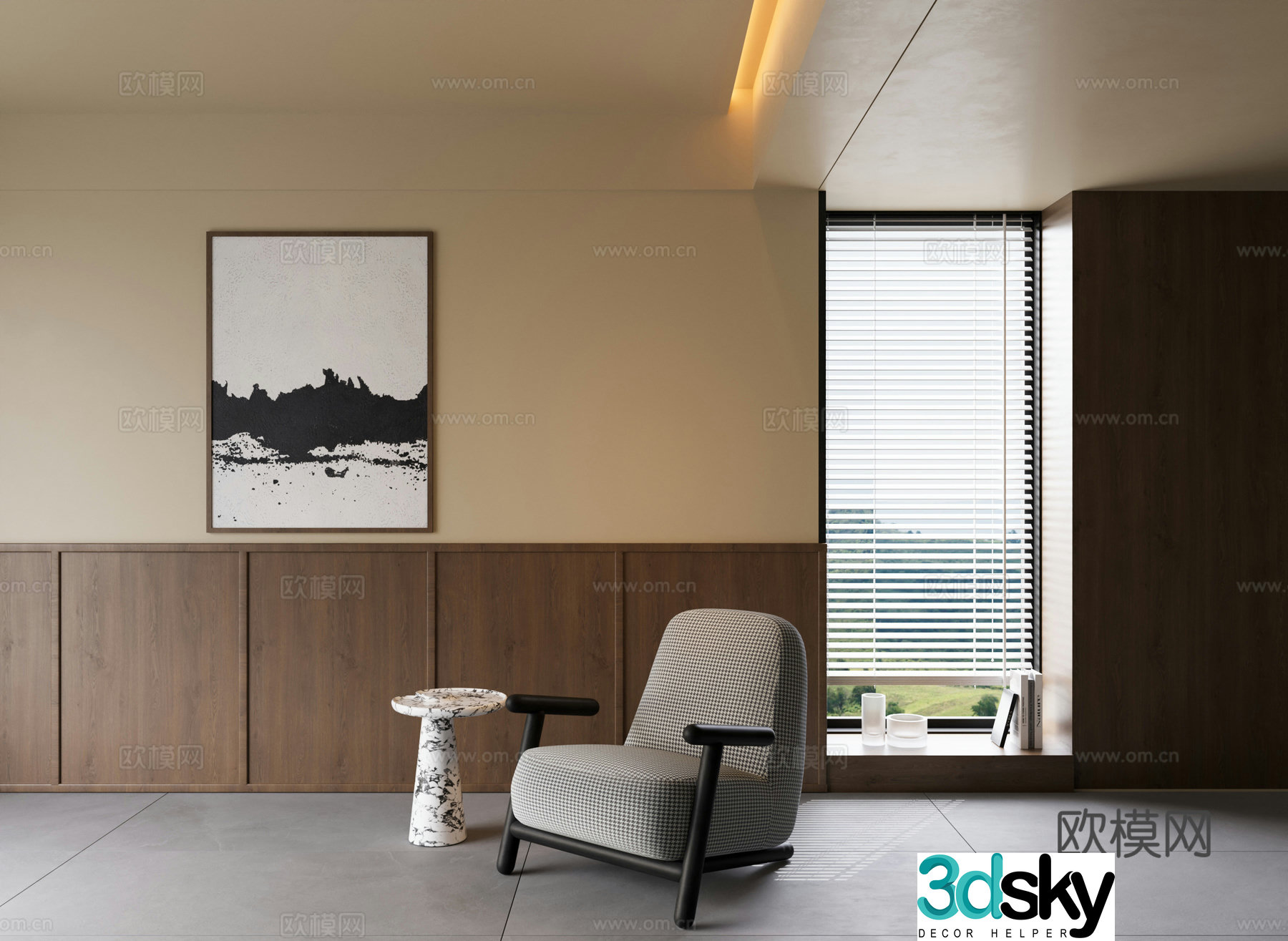 Medium cream style leisure chair TURK leisure chair Turk leisure chair Houndstooth leisure chair 3d model