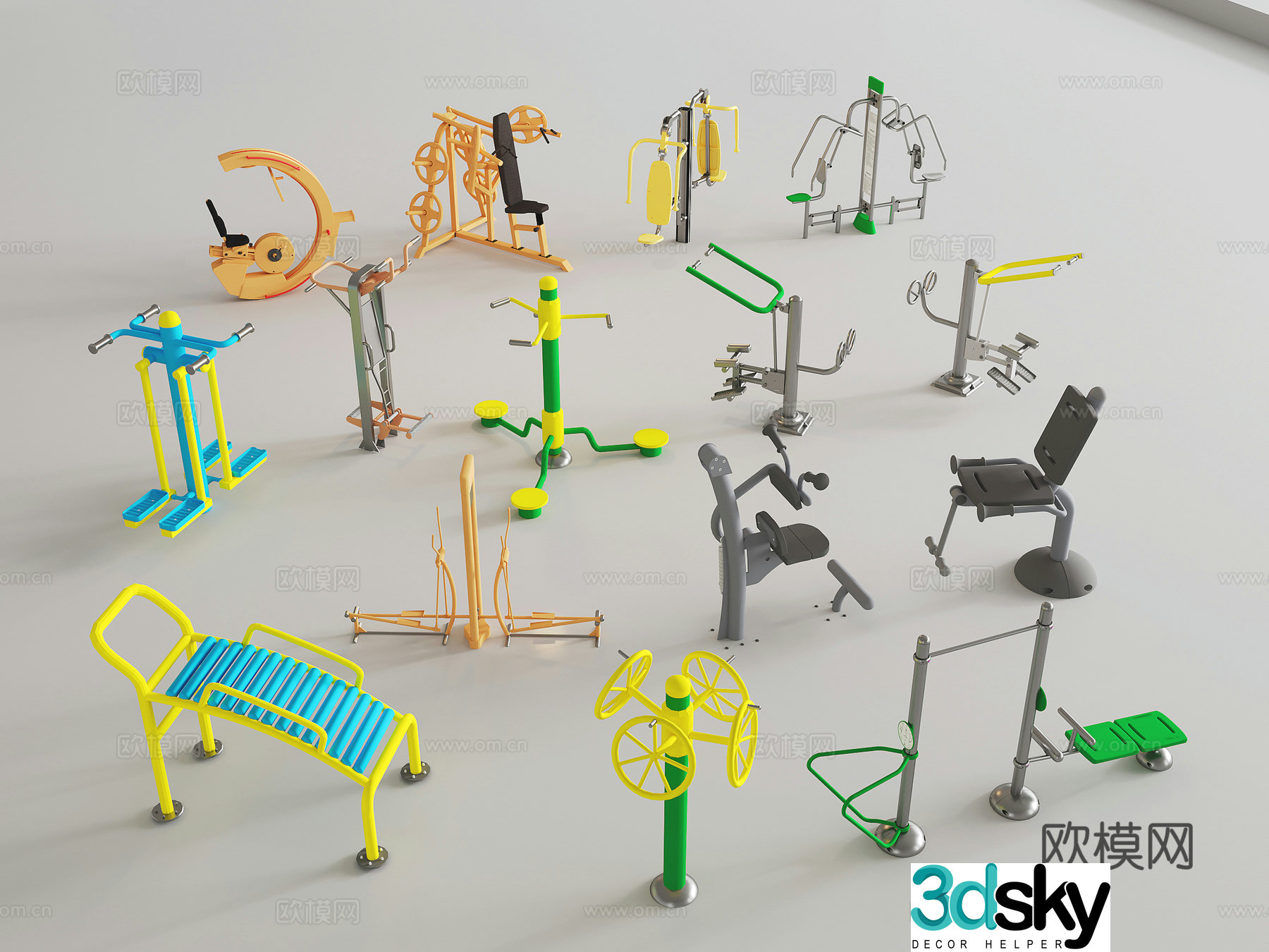 Modern sports equipment, Sheer fitness equipment, outdoor fitness equipment, community facilities, entertainment equipment 3D model