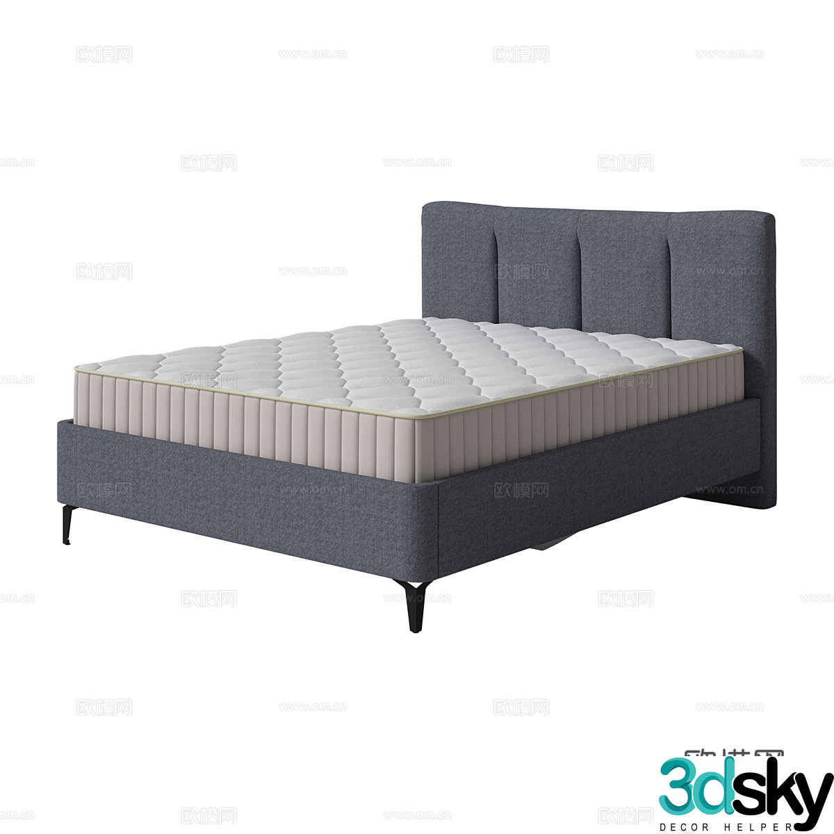 Modern simple double bed Double bed Simple bed Bedroom bed Pillow 3D model