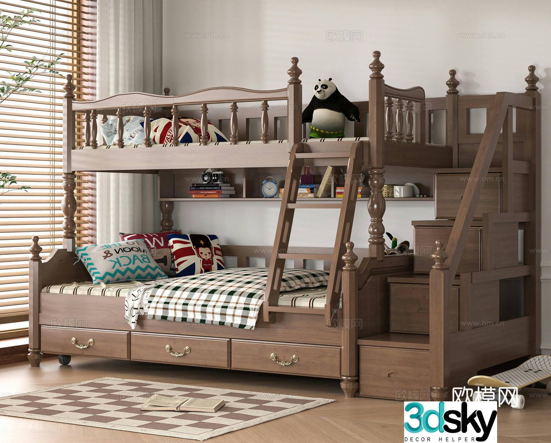 Modern solid wood 3D model