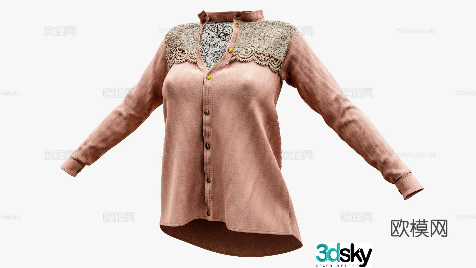 Clothes shirts dresses court lace shirt 3d model