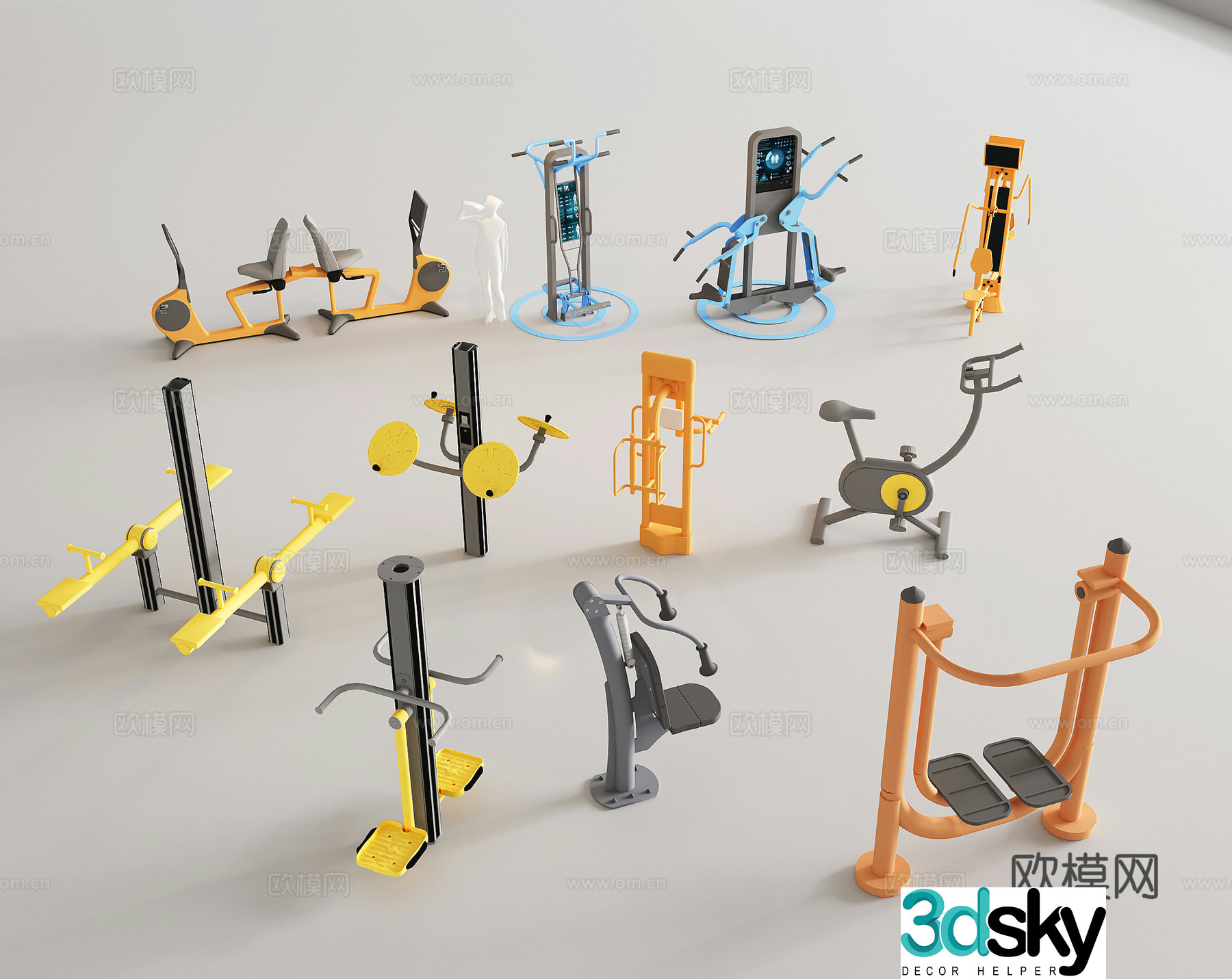 Modern sports equipment, Sheer fitness equipment, outdoor fitness equipment, community facilities, entertainment equipment 3D model