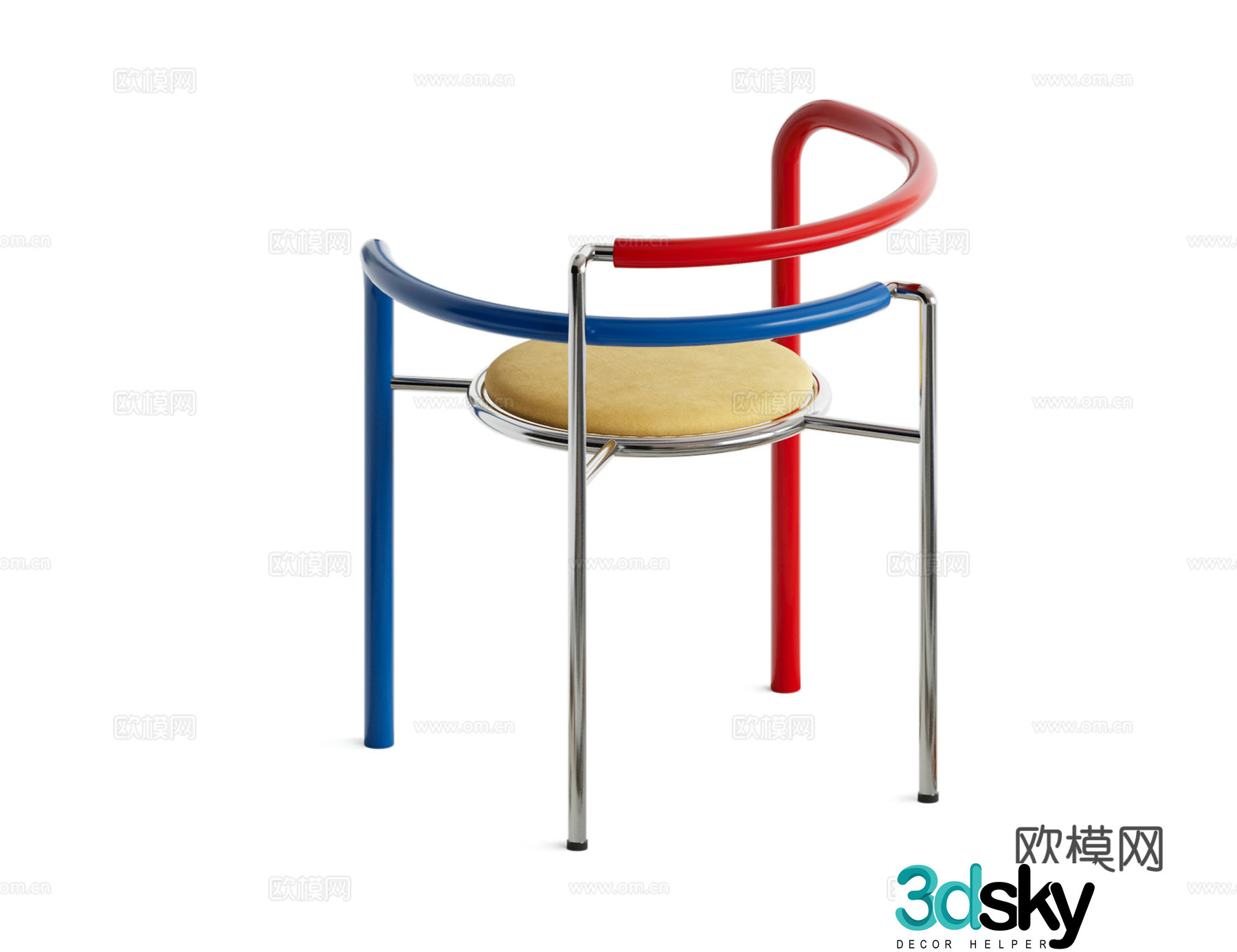 Stainless steel dining chair 3d model